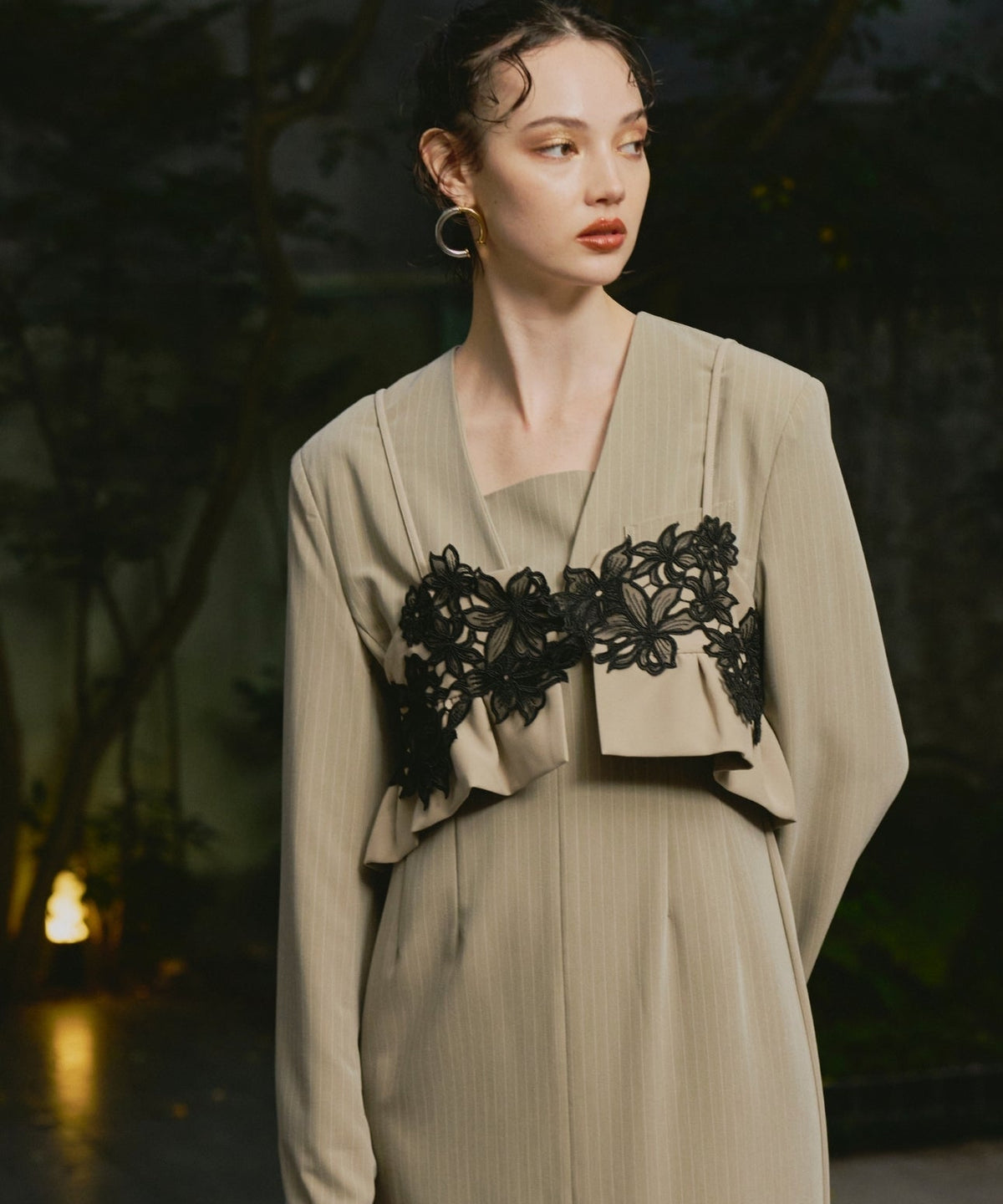 PINSTRIPE TAILORED BUSTIER DRESS