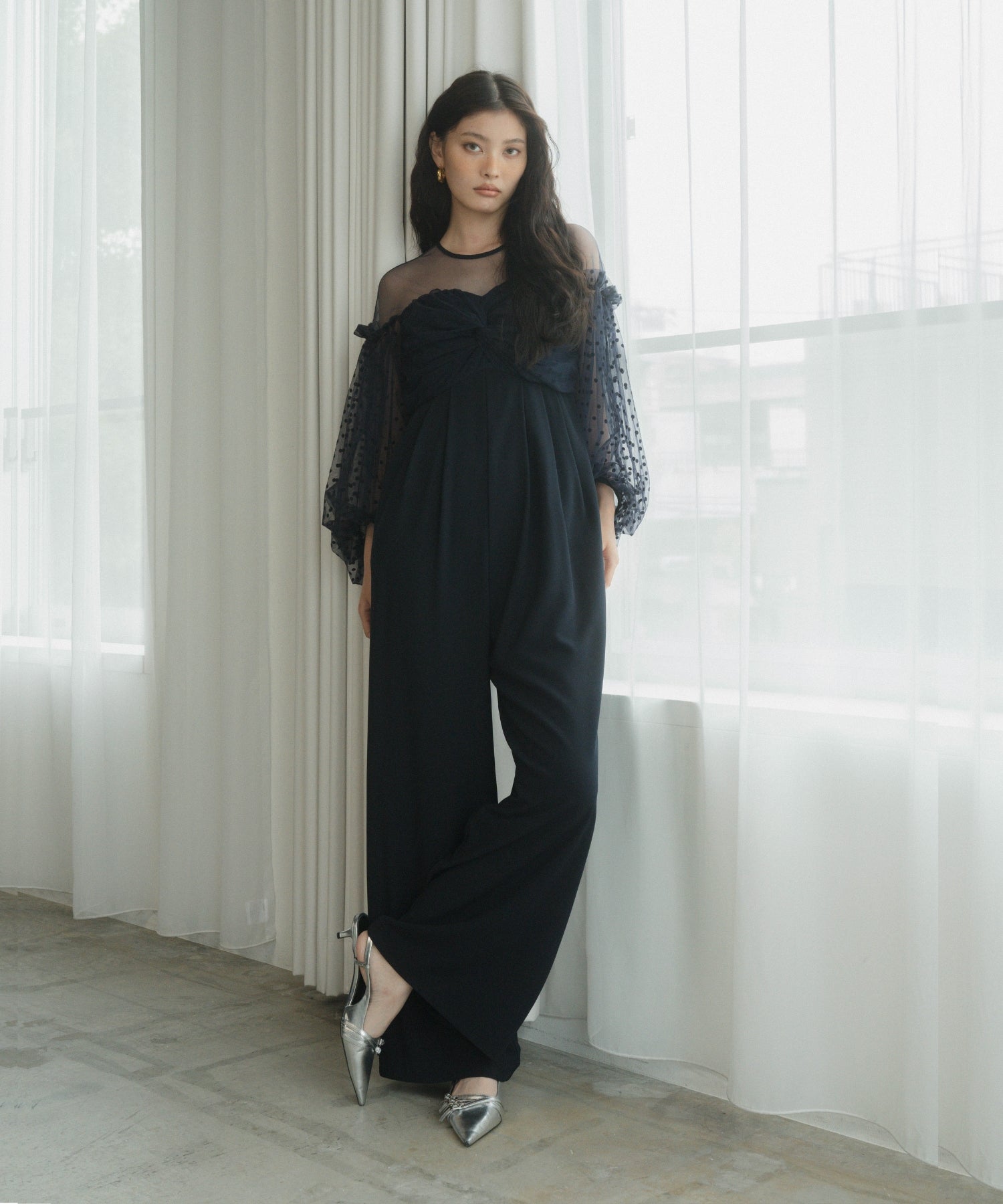 FLOCKY DOT PANTS DRESS