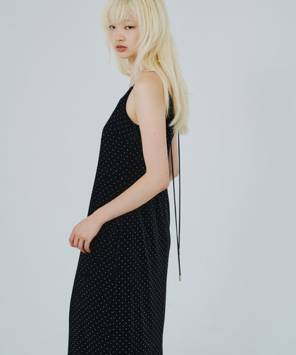 CURVED SQUARE VELOUR DRESS