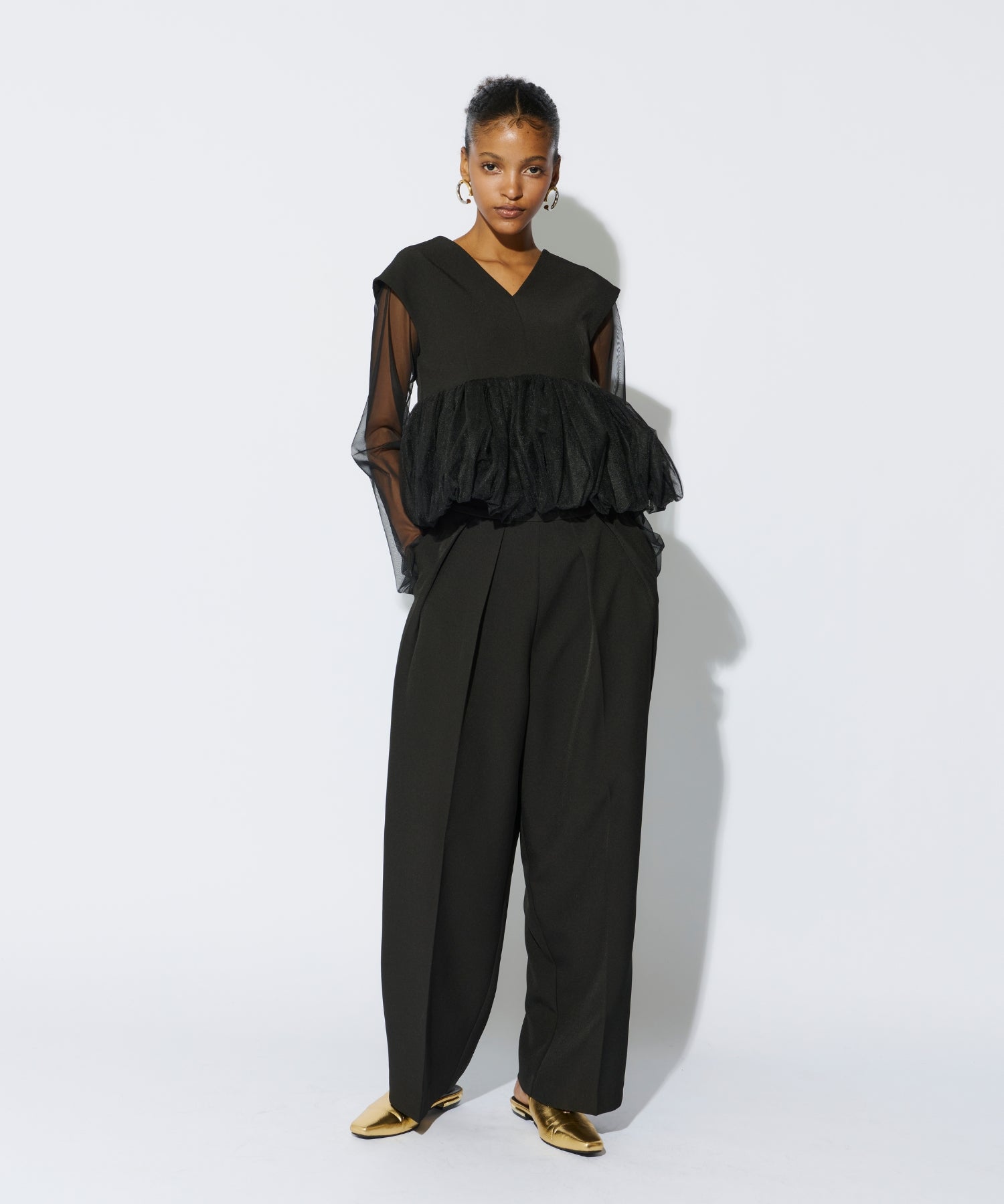 PEPLUM TULLE SET UP PANTS DRESS