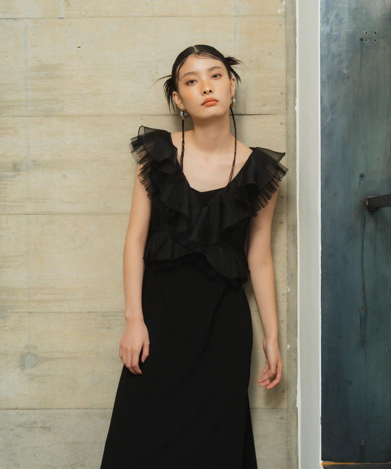 PLEATS TULLE DRESS