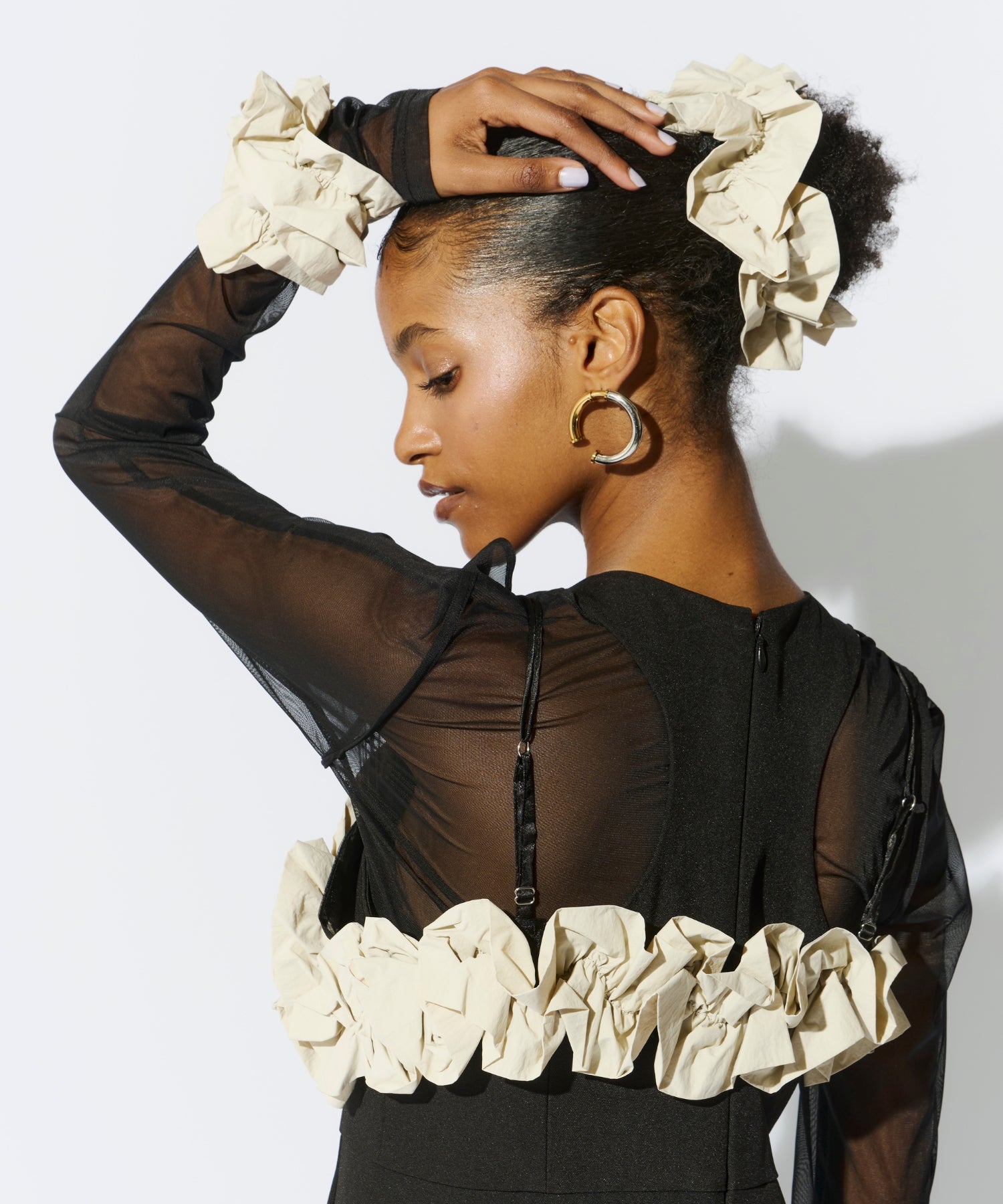 RUFFLED BUSTIER PANTS DRESS
