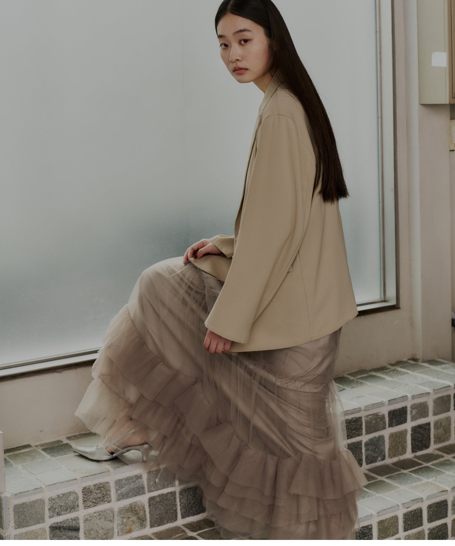 VOLUME TULLE JACKET SET DRESS
