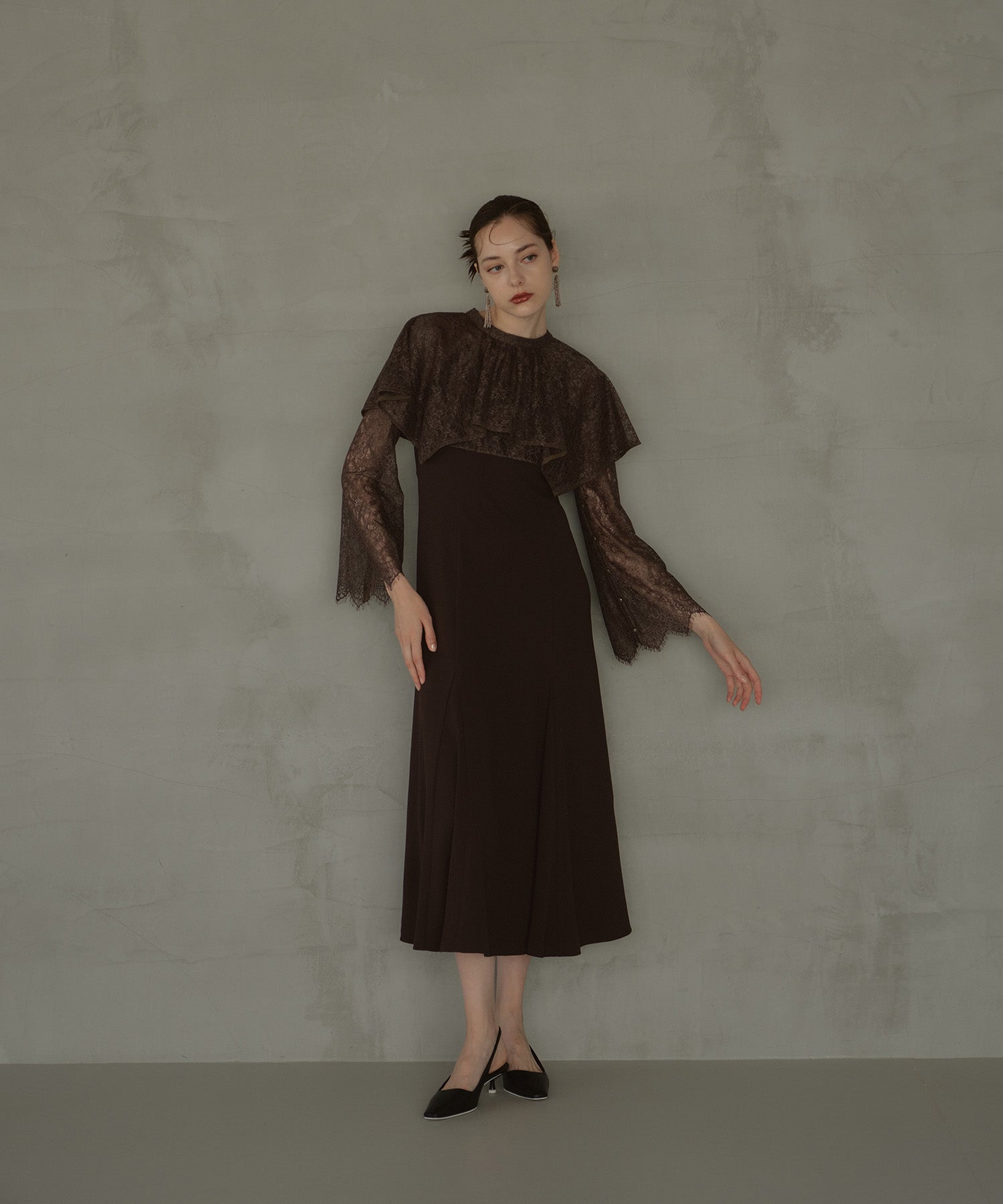 LAYERED CAPE DRESS