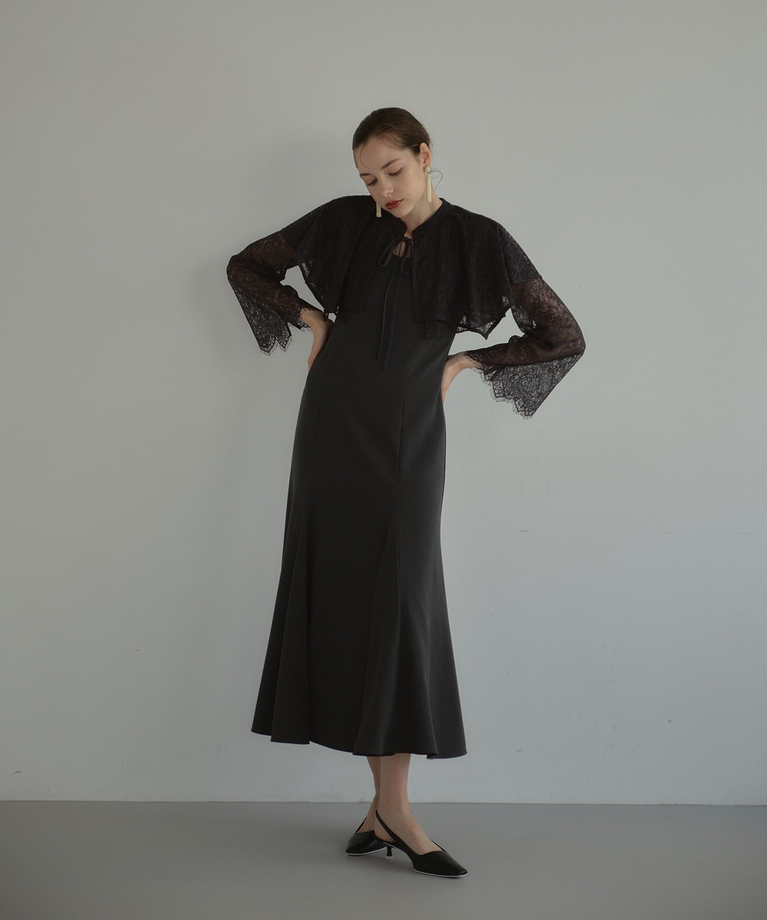LAYERED CAPE DRESS