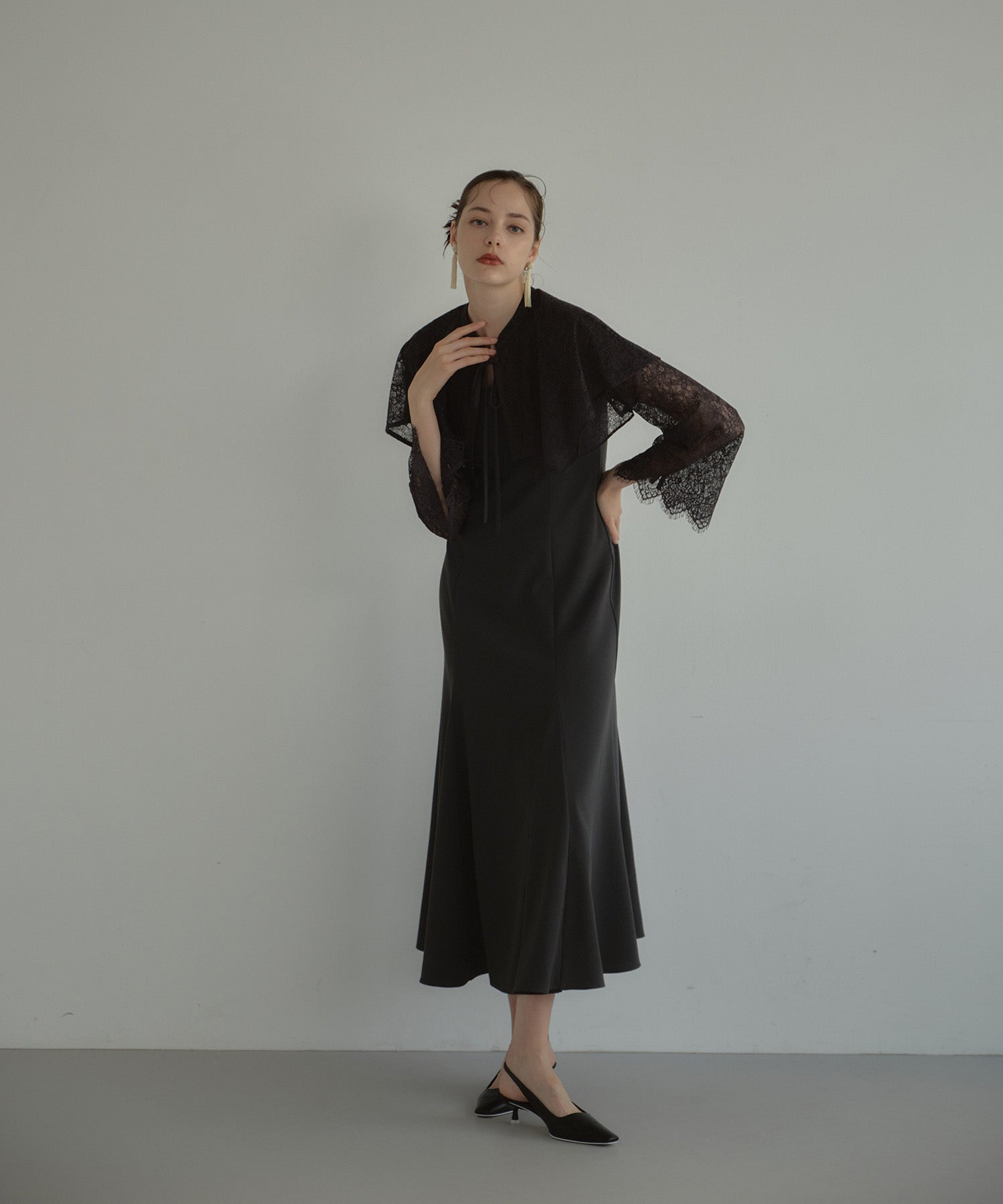 LAYERED CAPE DRESS