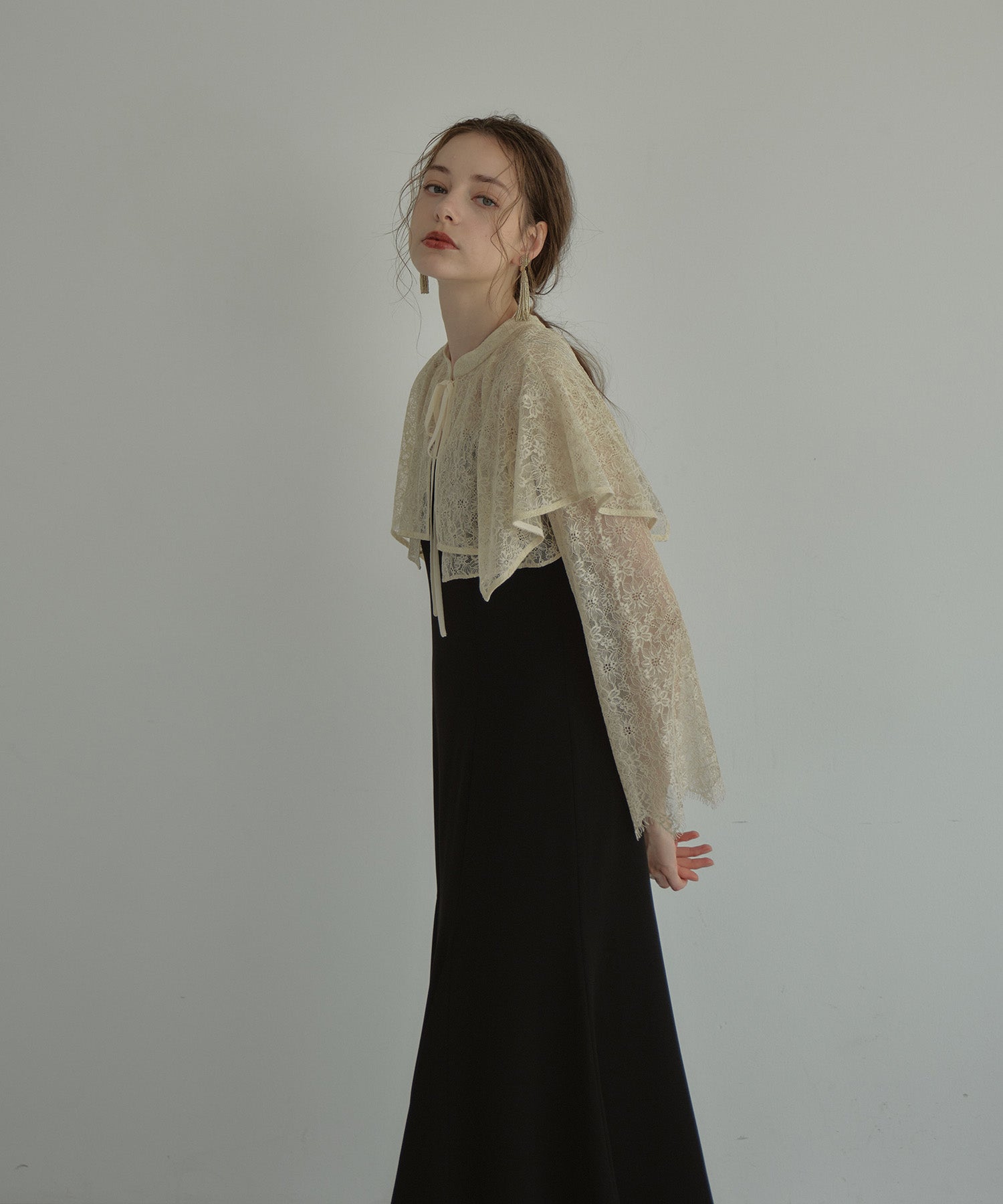 LAYERED CAPE DRESS