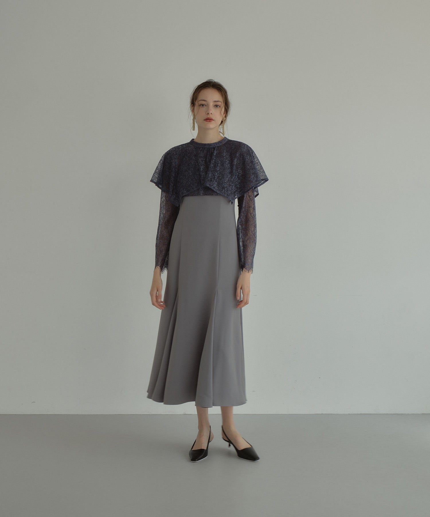 LAYERED CAPE DRESS