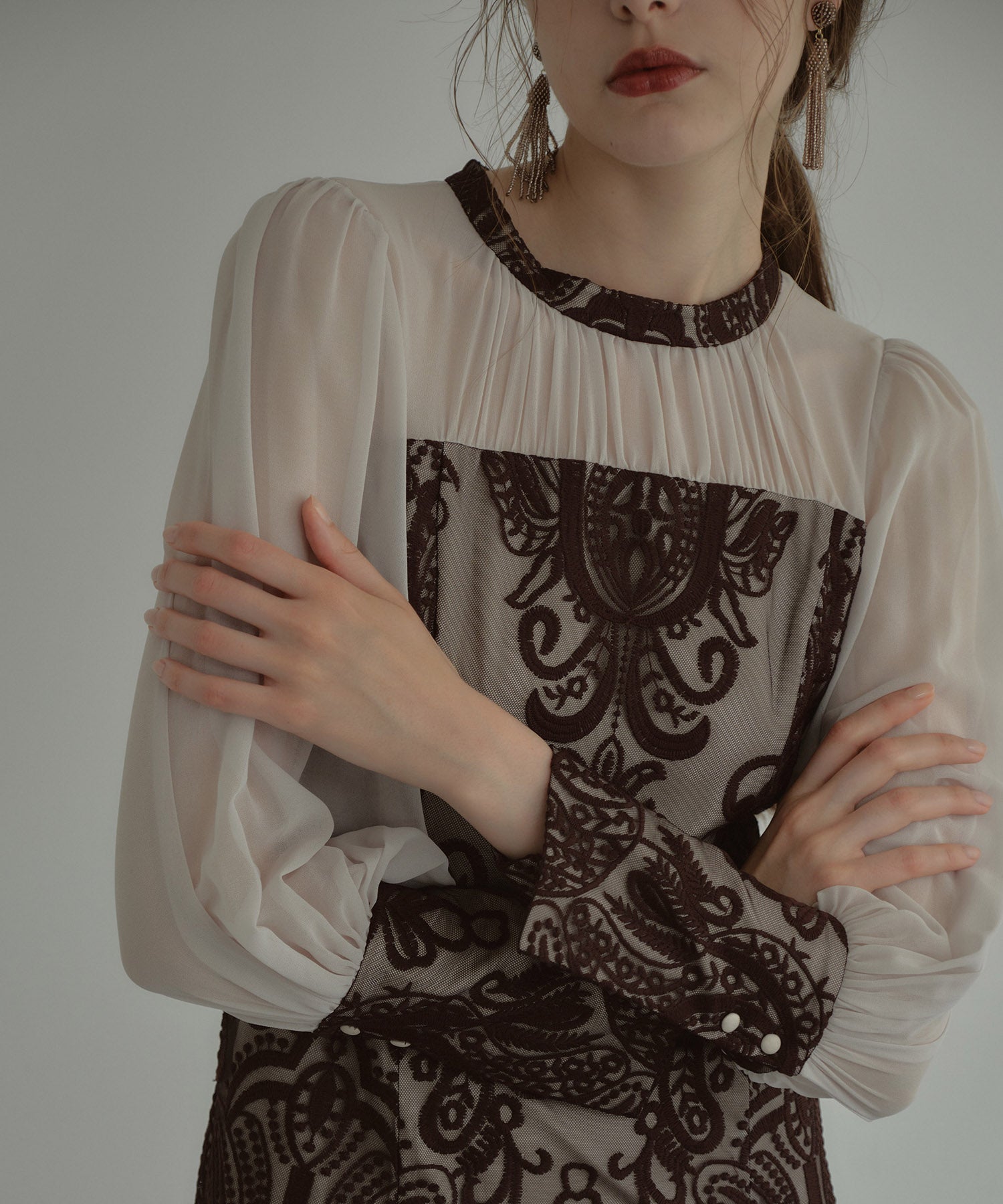 DAMASK GATHER DRESS