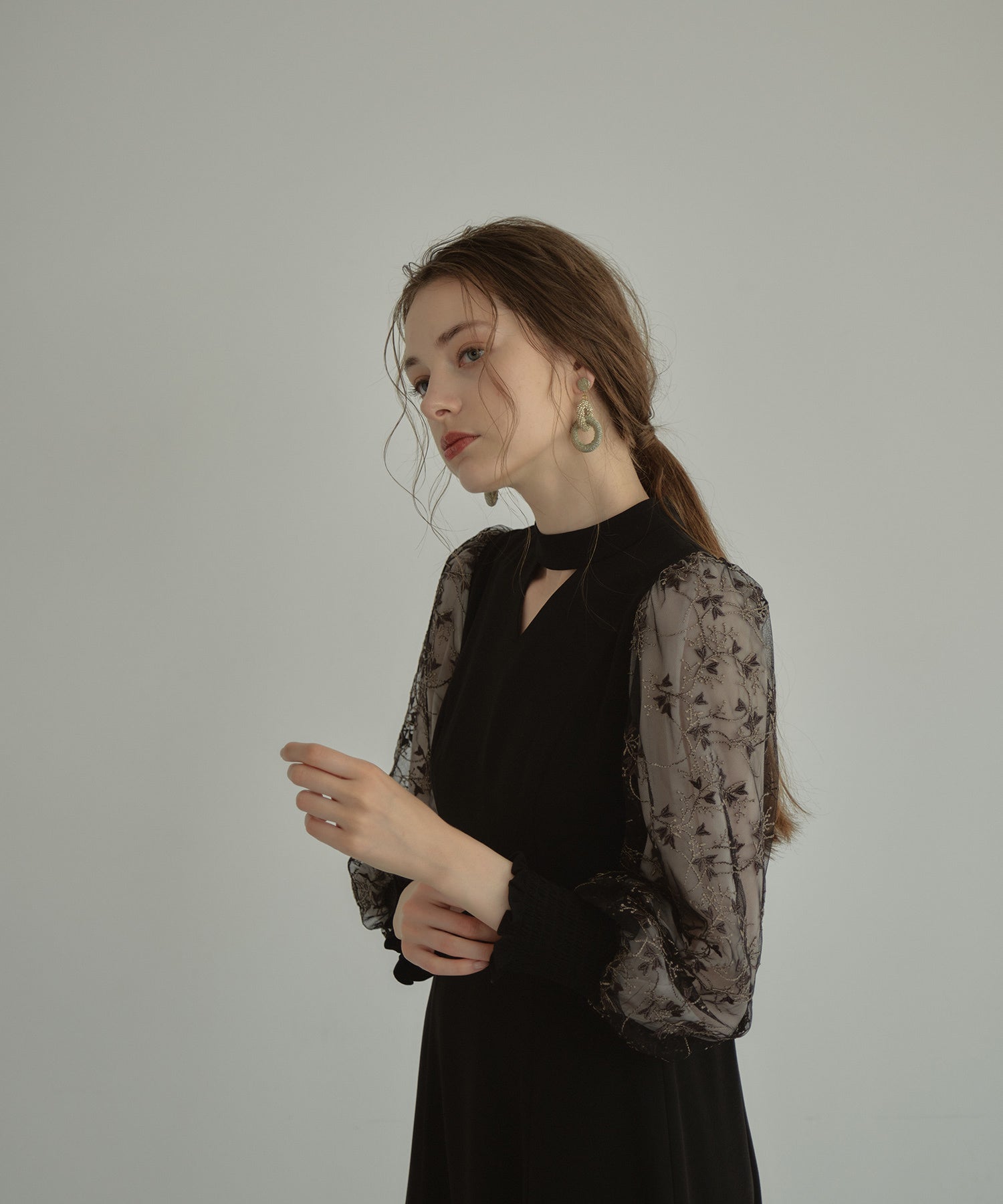 SLEEVE EMBROIDERY DRESS