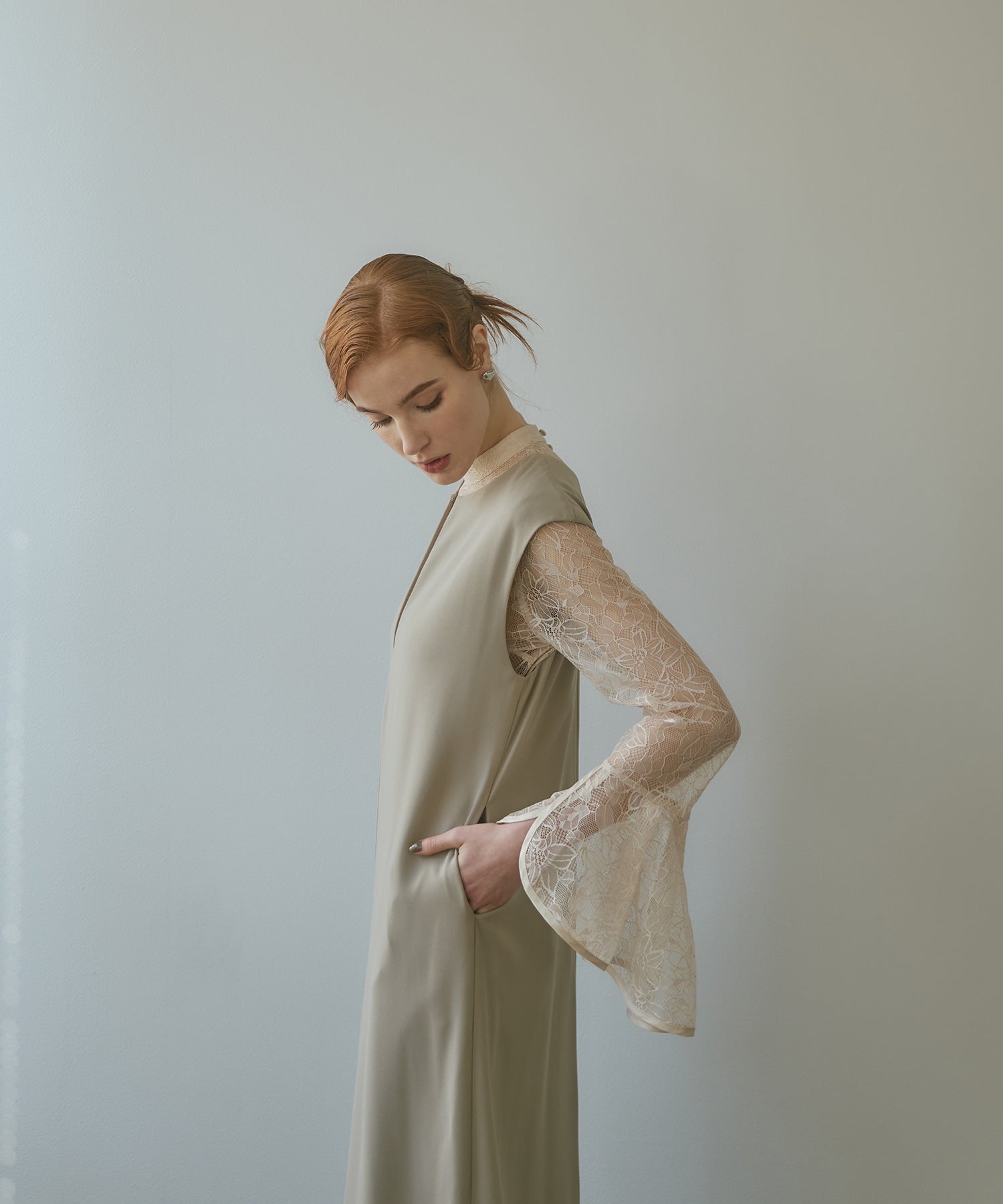 BELL SLEEVE SLIT DRESS