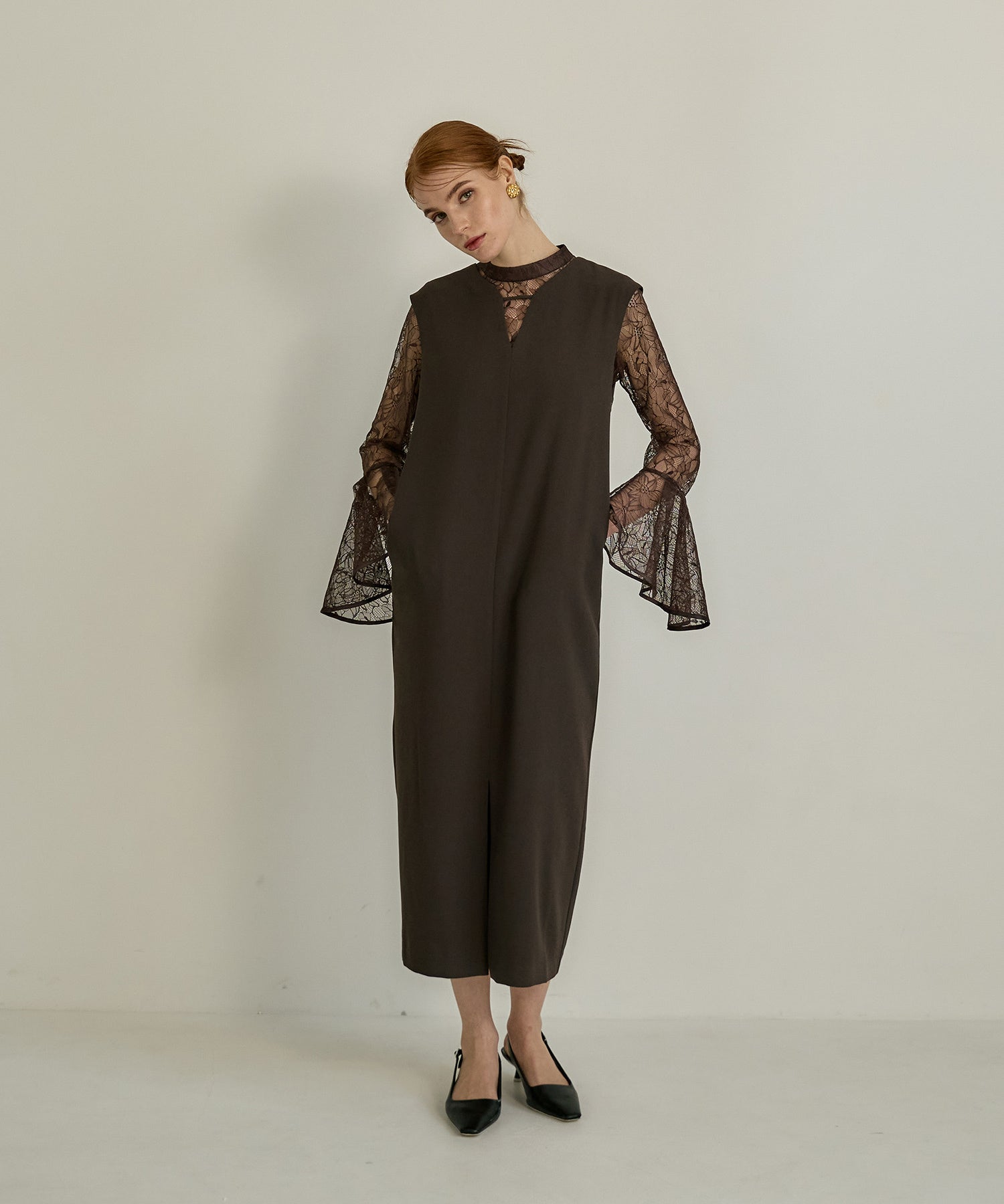 BELL SLEEVE SLIT DRESS