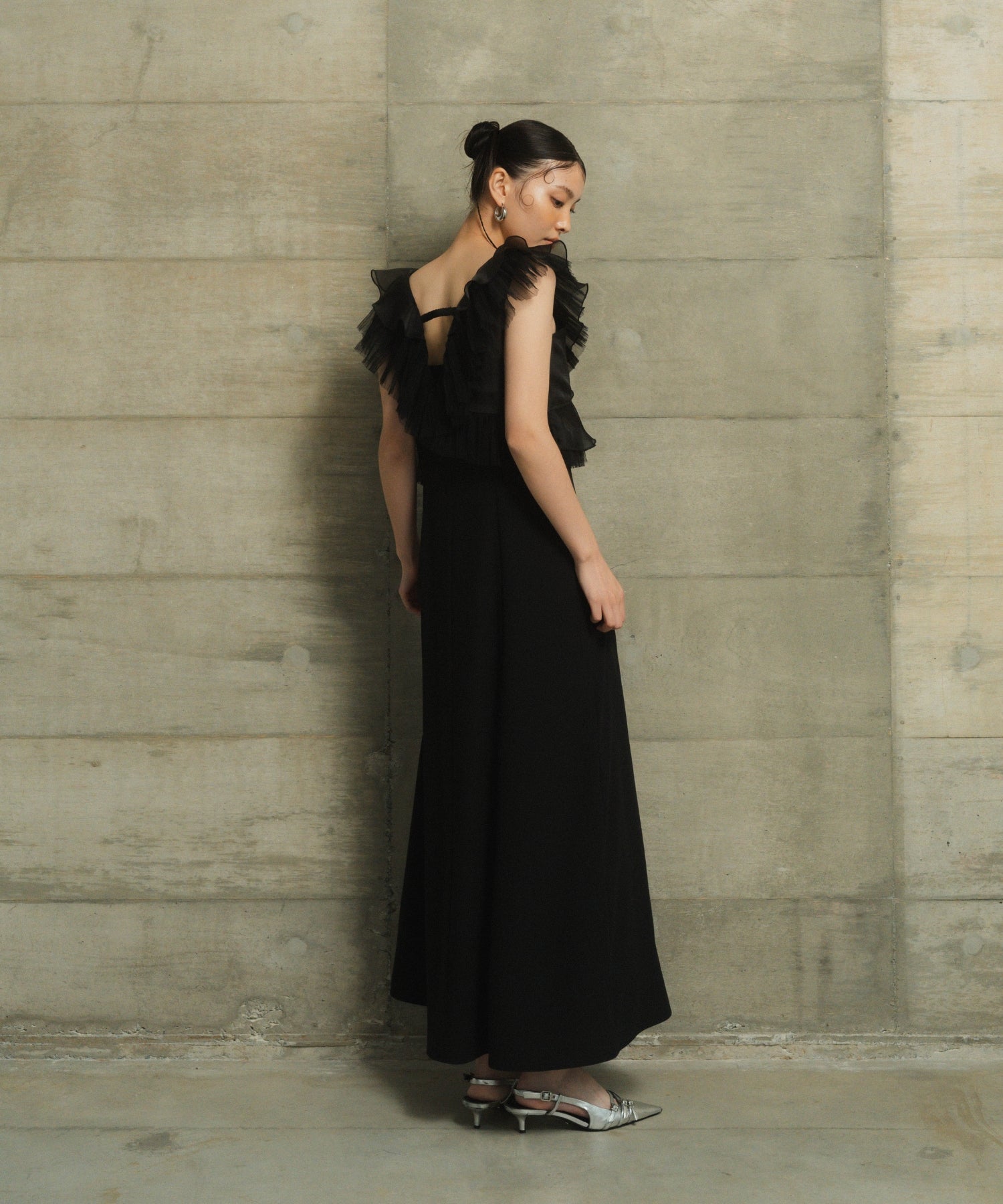 PLEATS TULLE DRESS