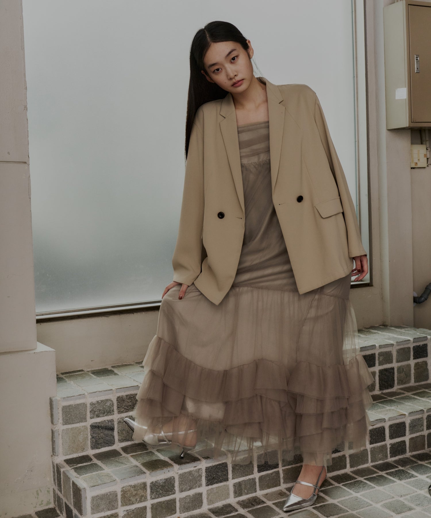 VOLUME TULLE JACKET SET DRESS