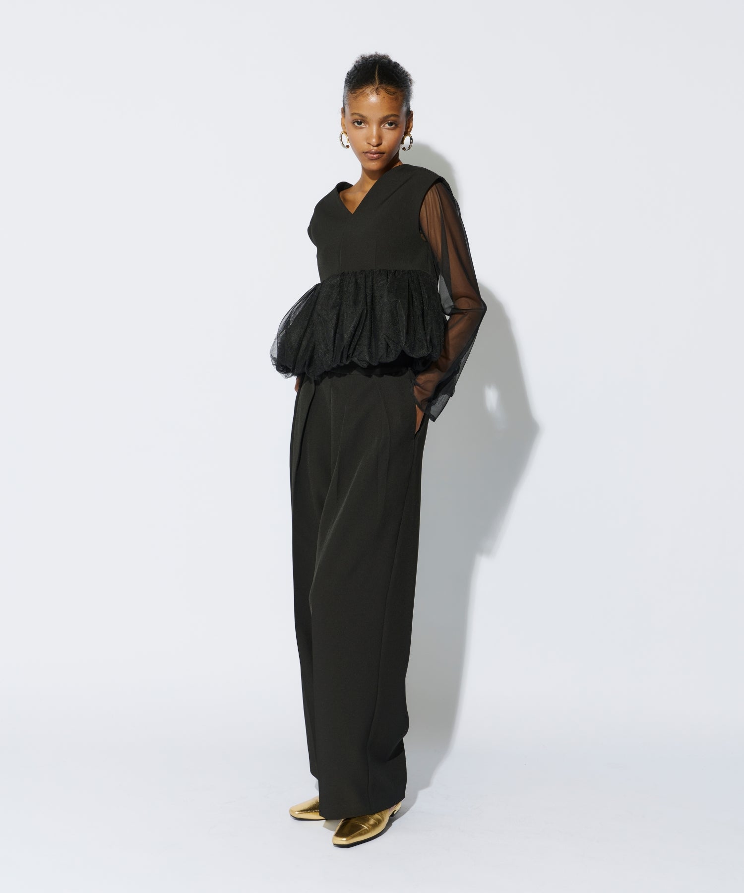 PEPLUM TULLE SET UP PANTS DRESS