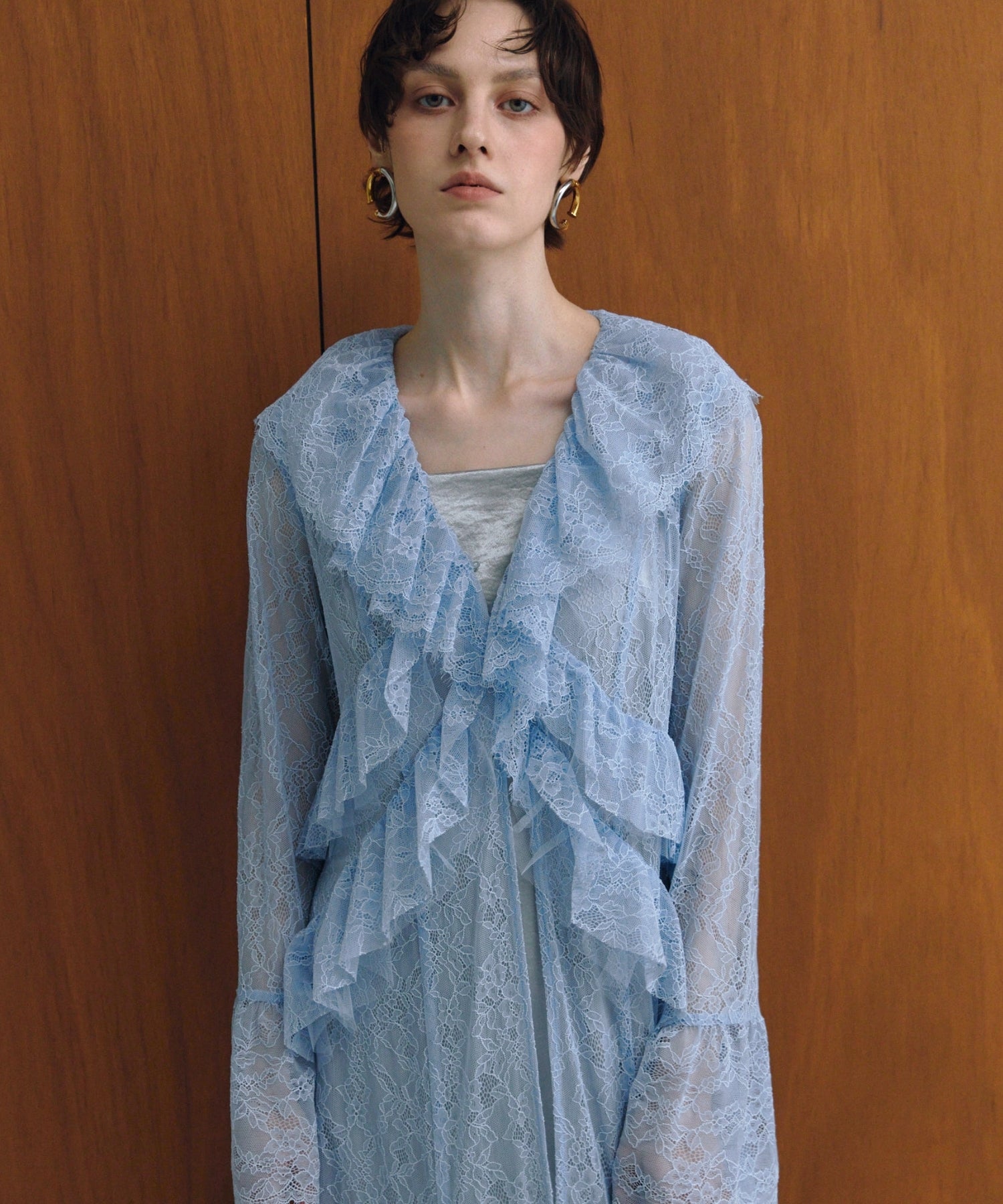 RUFFLE LACE GOWN LAYERED DRESS