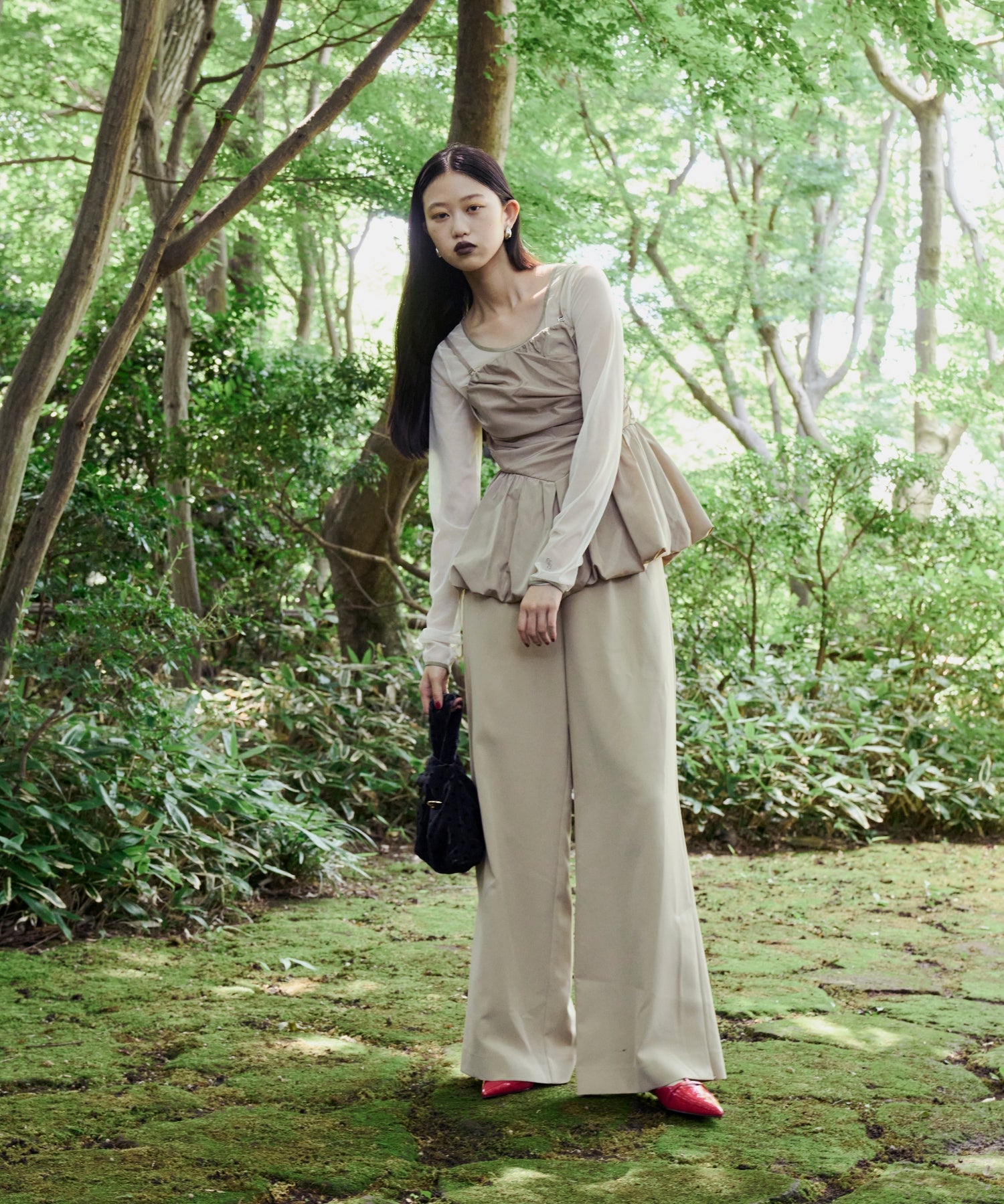 SHIRRING GATHER SETUP DRESS