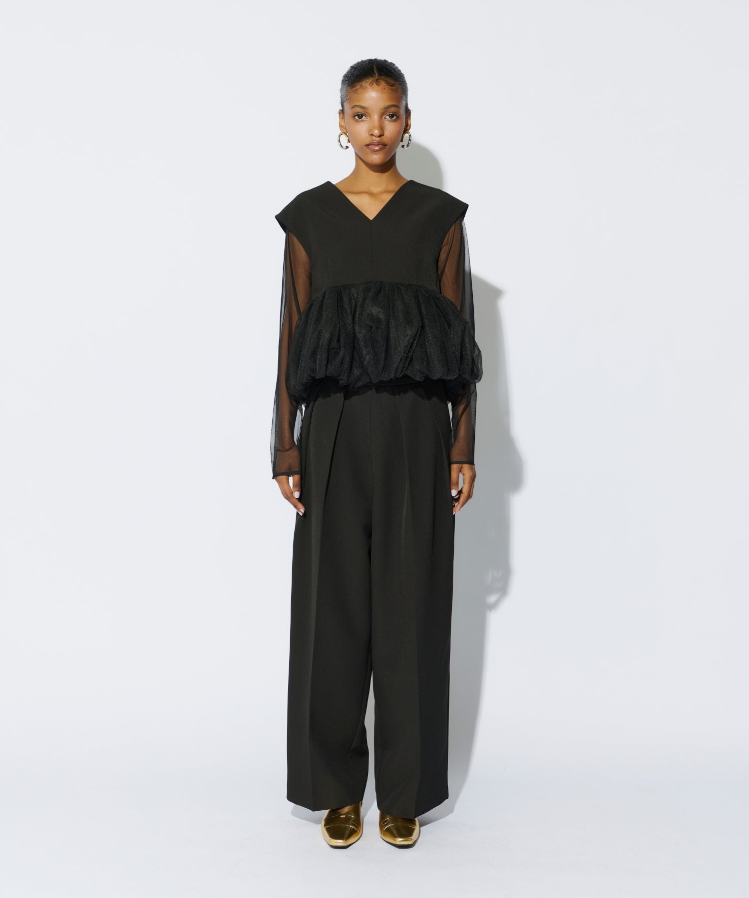 PEPLUM TULLE SET UP PANTS DRESS