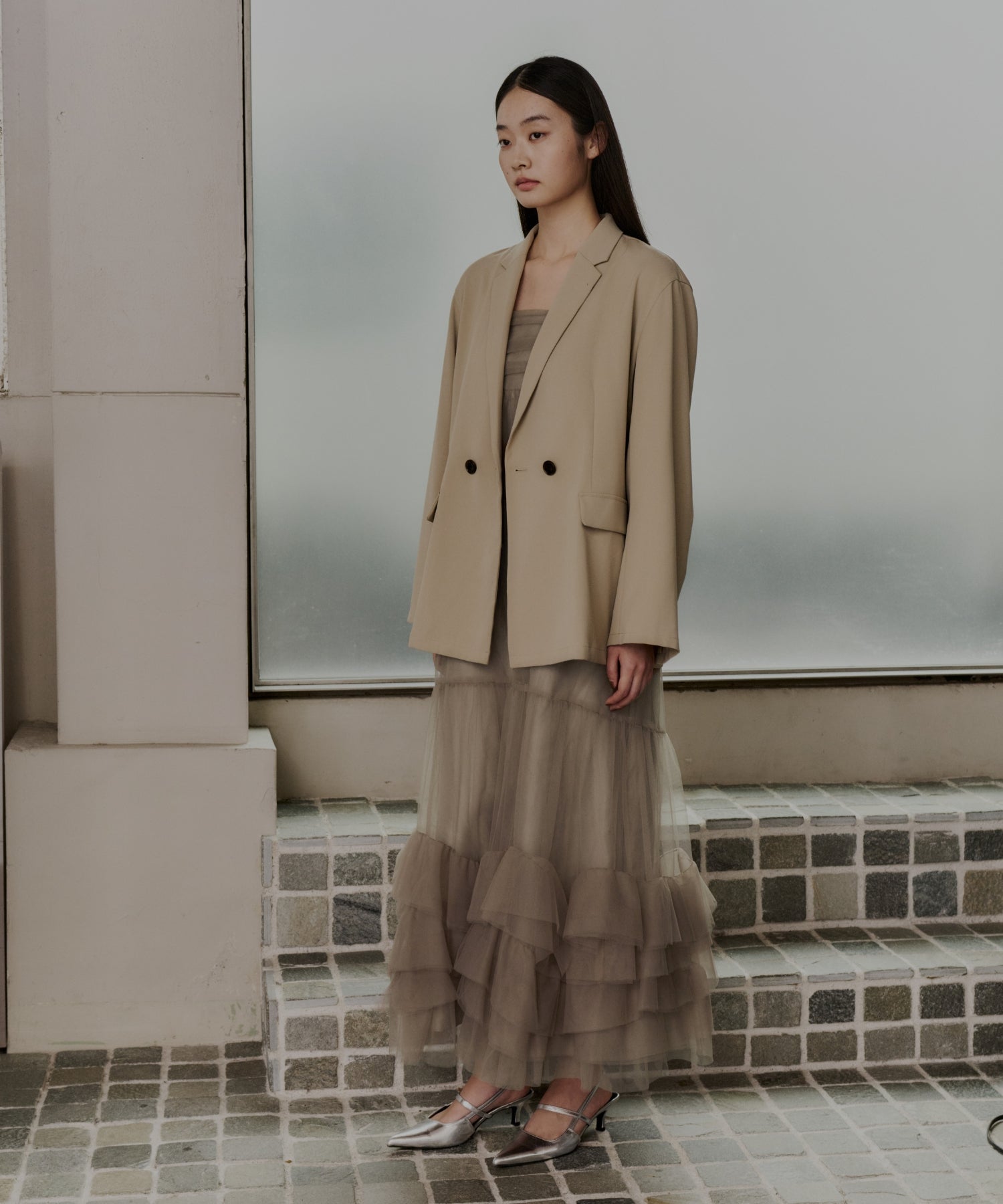 VOLUME TULLE JACKET SET DRESS