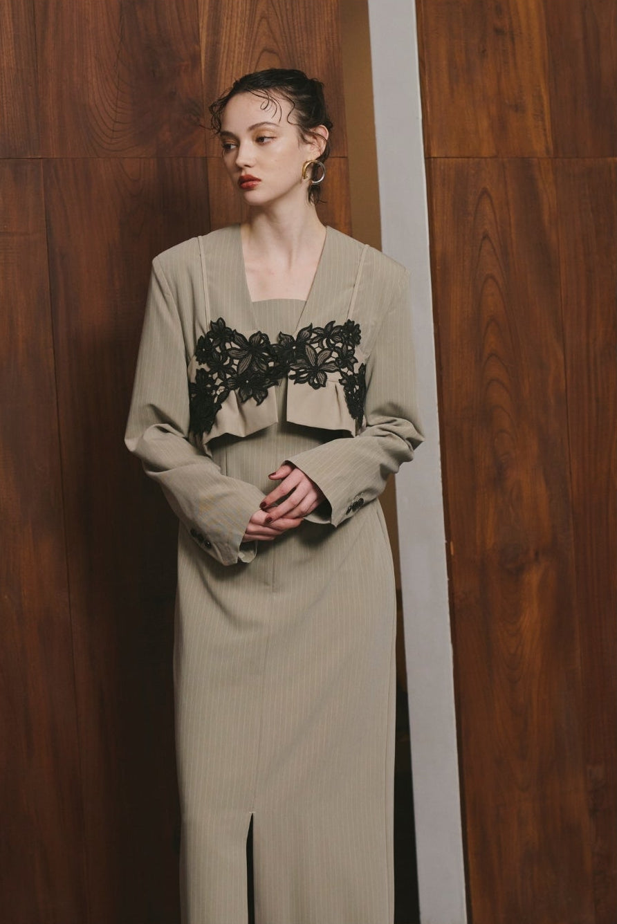 スーツ・フォーマル・ドレス ANDRESD pinstripe tailored bustier dress PINSTRIPE TAILORED BUSTIER DRESS