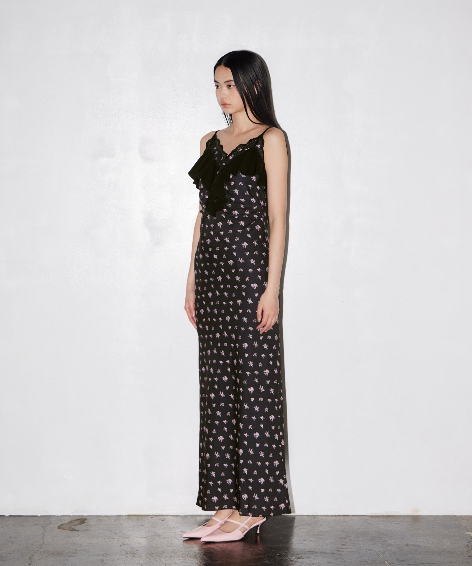 PRINT RUFFLE CUP IN DRESS