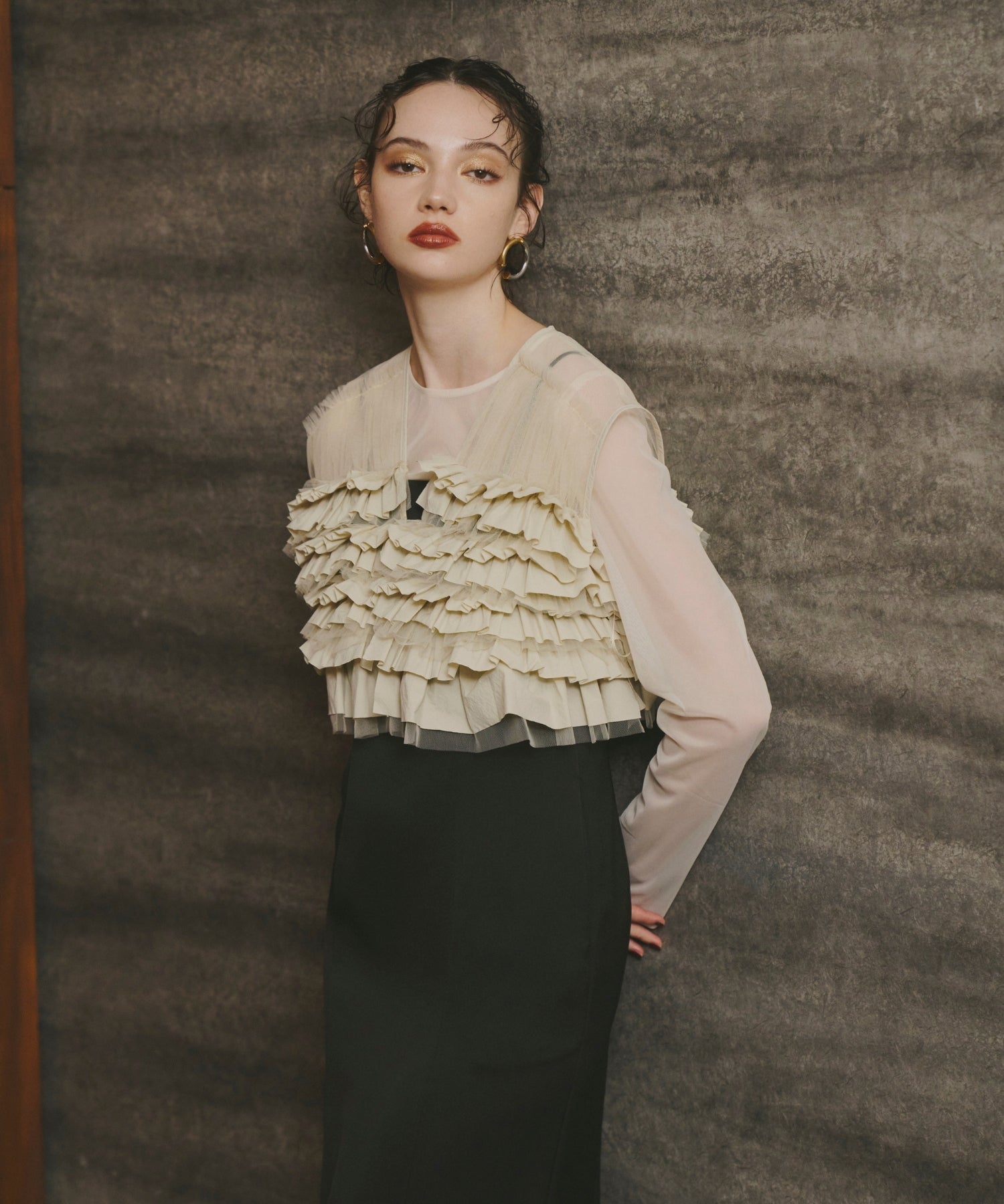 TAFFETA TULLE VEST SET DRESS
