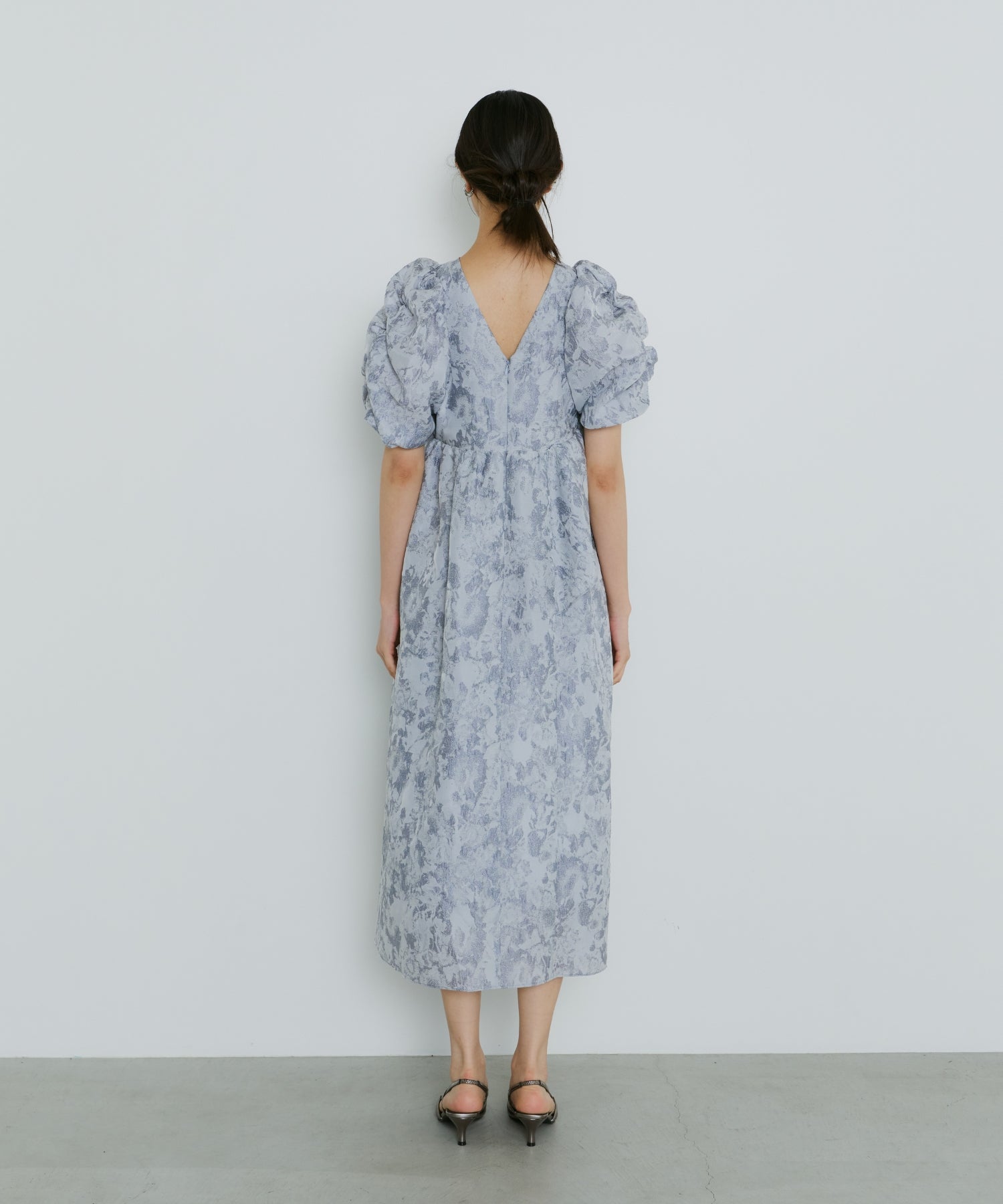 BUBBLE SLEEVE JACQUARD DRESS