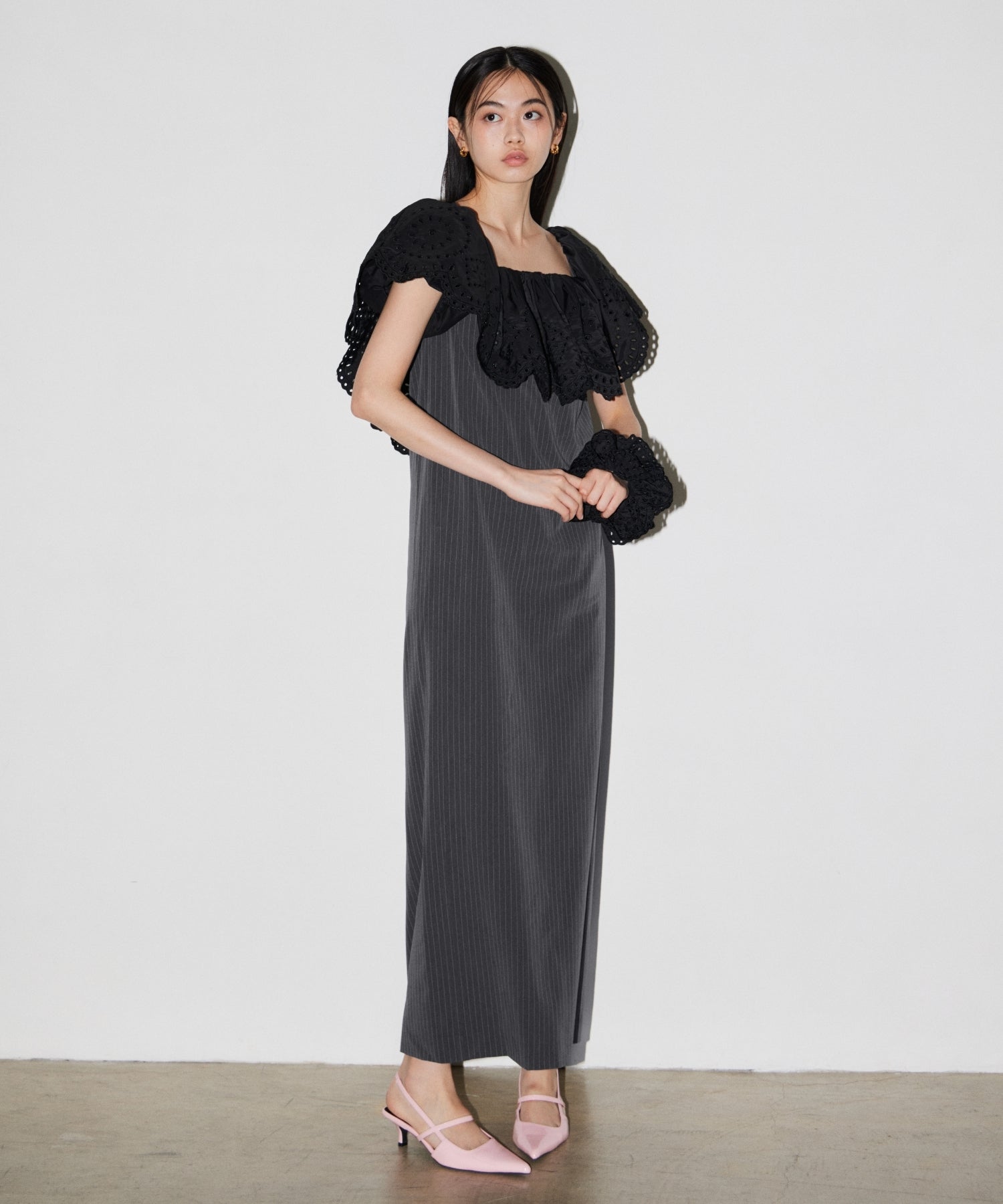 CUTWORK FRILL DRESS