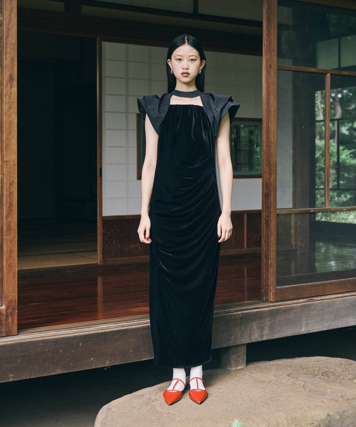 DRAPE VELOUR DRESS