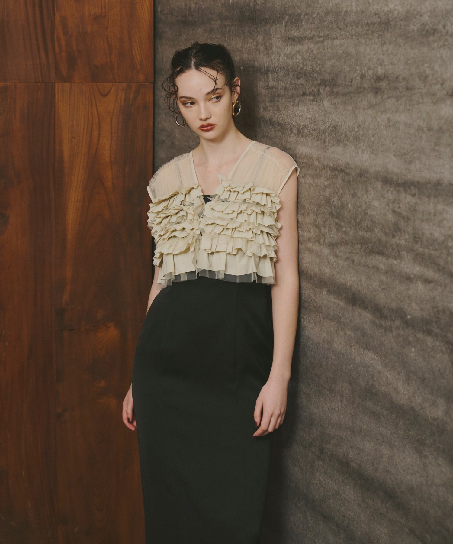 TAFFETA TULLE VEST SET DRESS