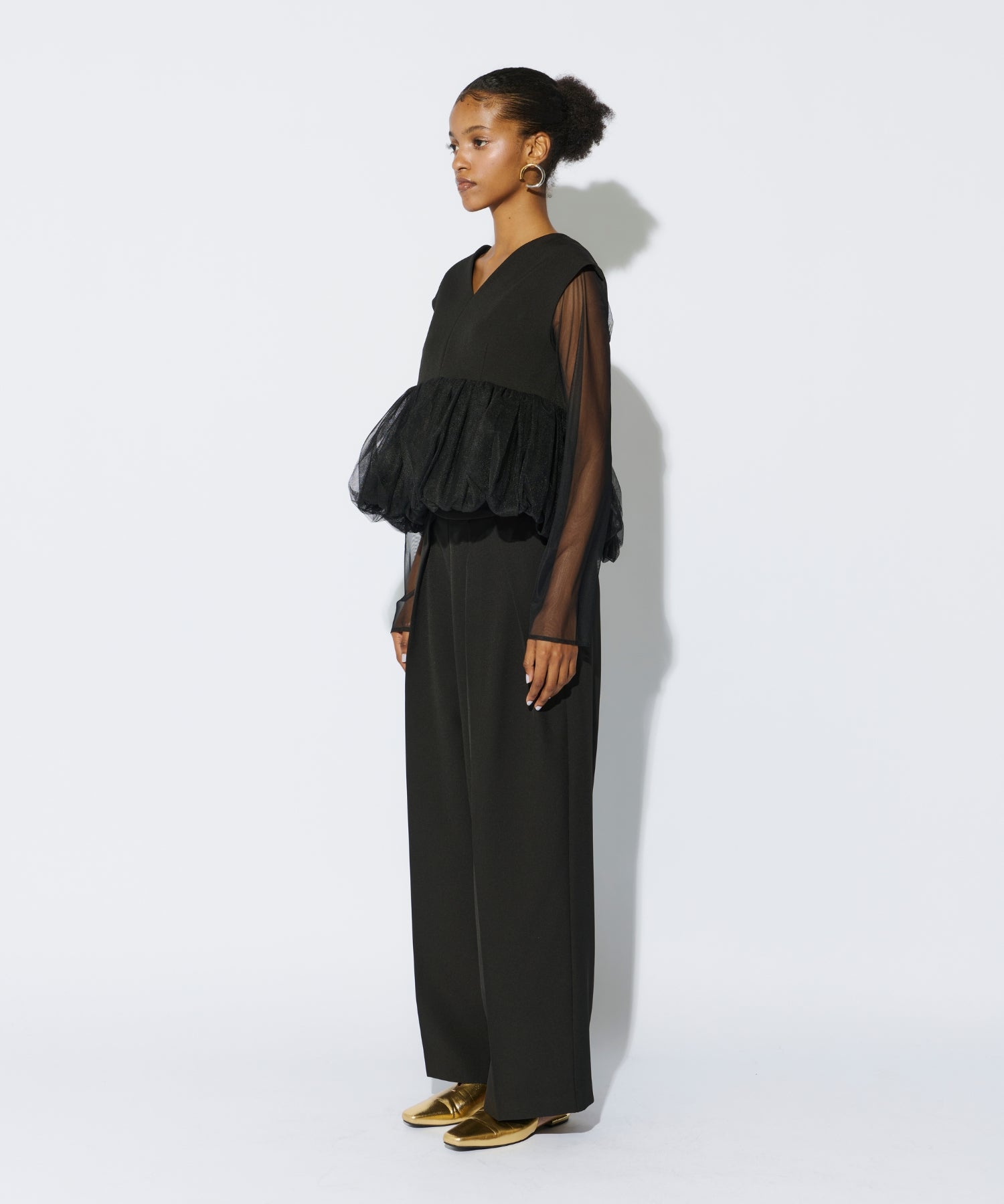 PEPLUM TULLE SET UP PANTS DRESS