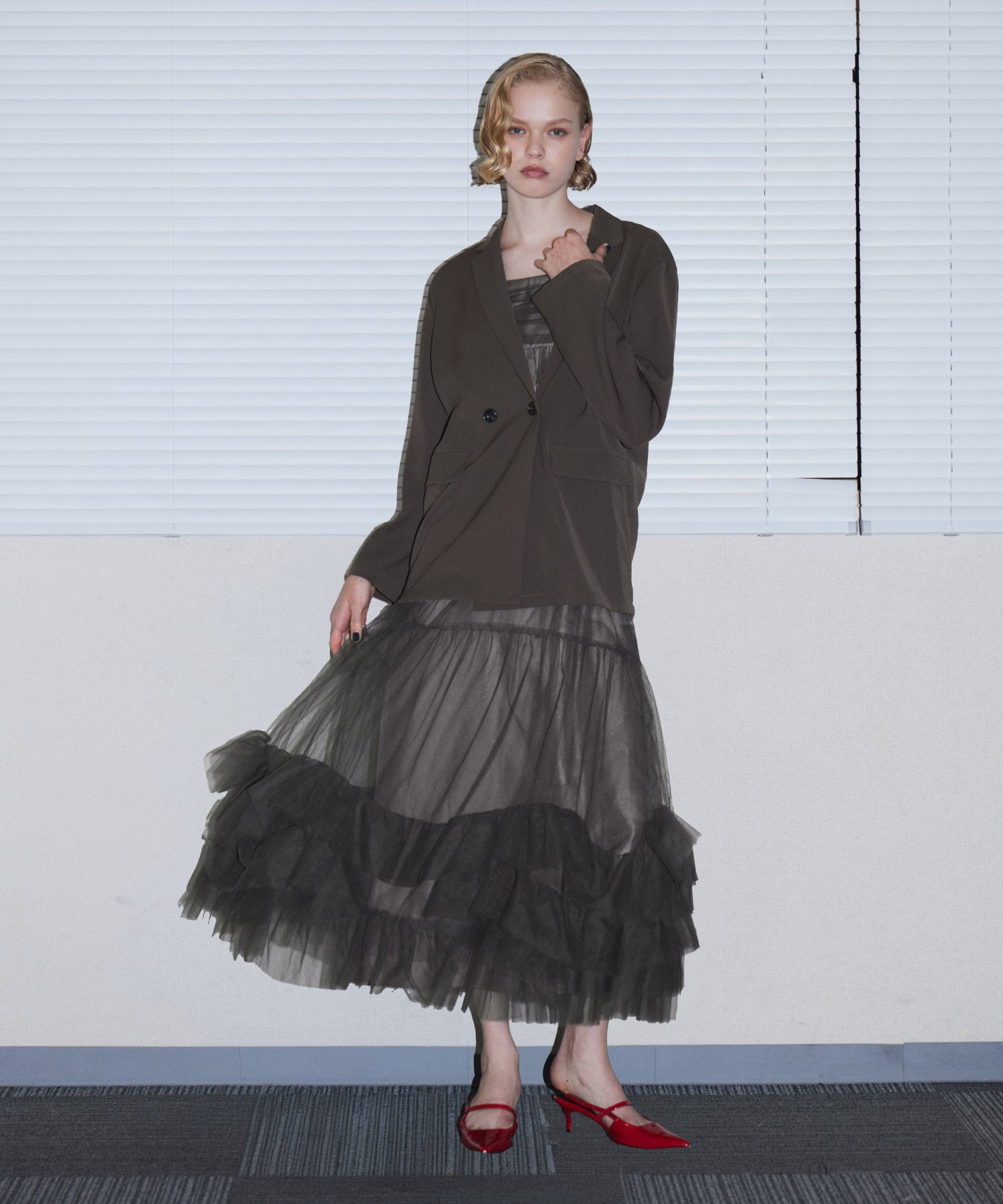 VOLUME TULLE JACKET SET DRESS
