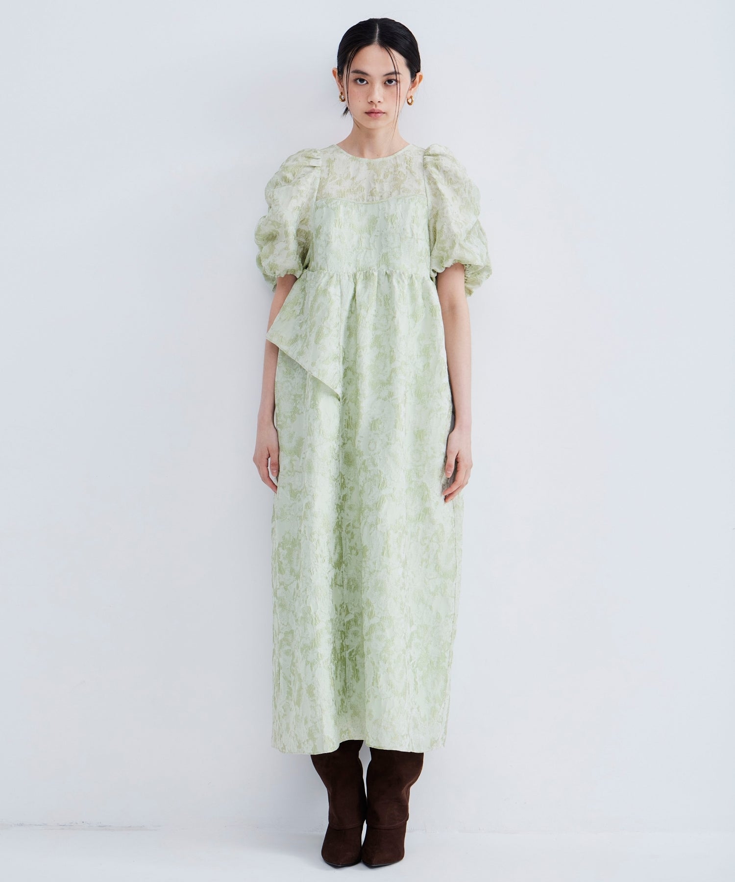 【POPUP】BUBBLE SLEEVE JACQUARD DRESS