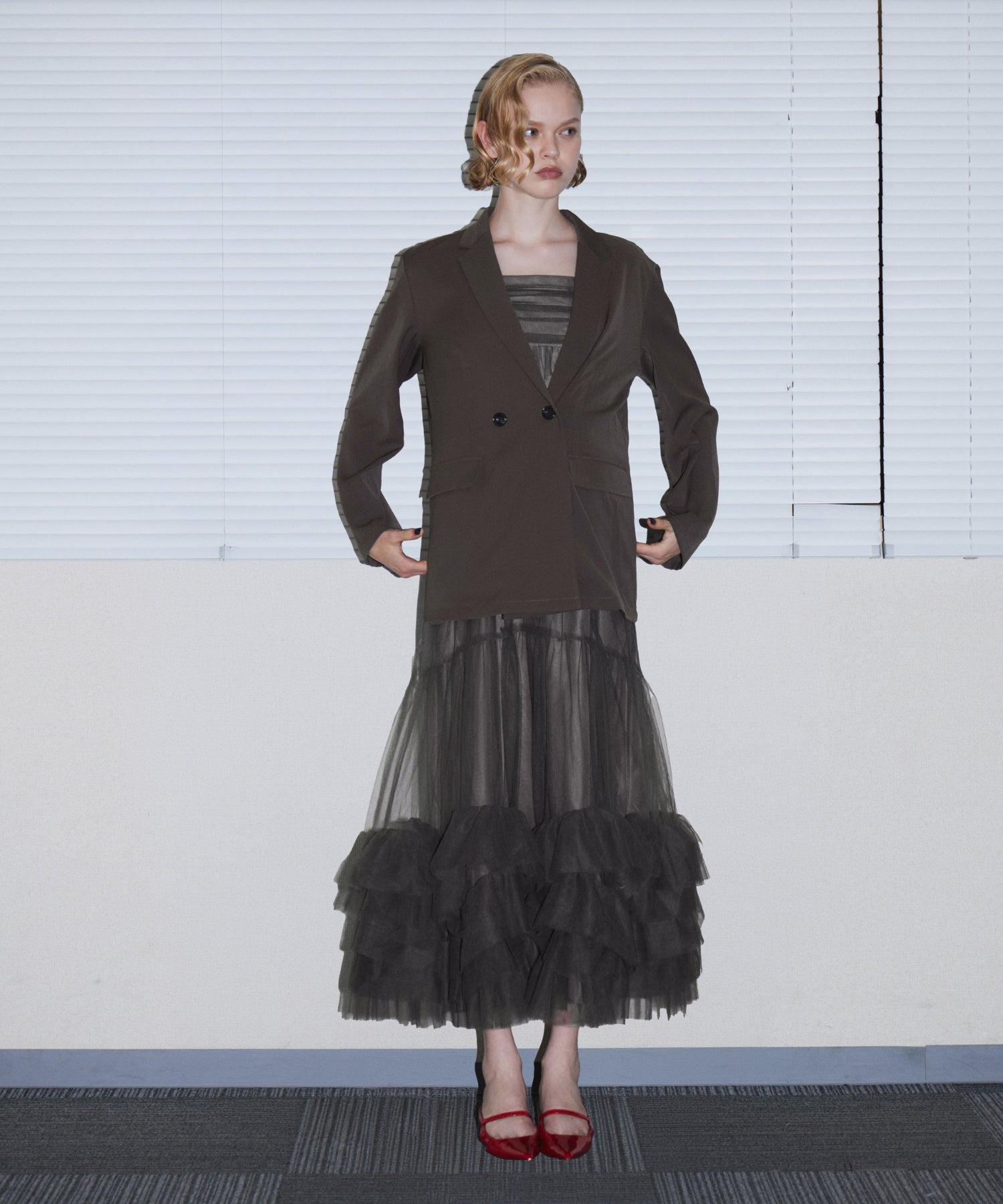 VOLUME TULLE JACKET SET DRESS