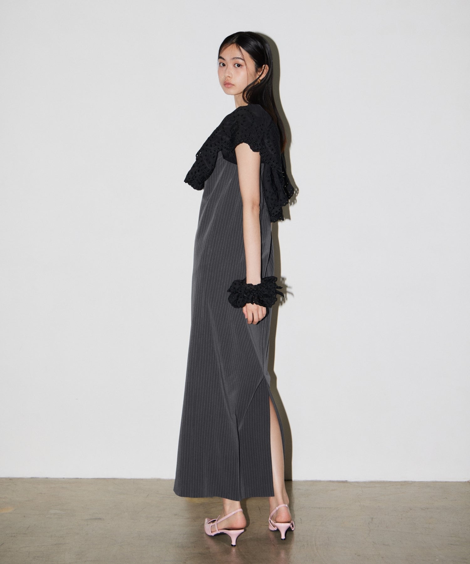 CUTWORK FRILL DRESS