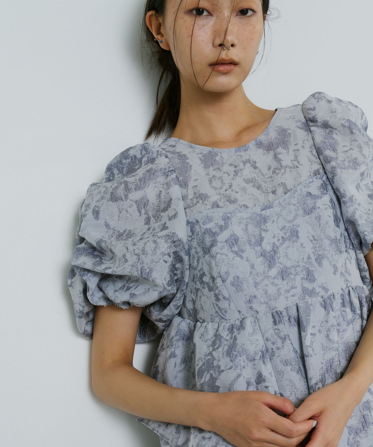 【POPUP】BUBBLE SLEEVE JACQUARD DRESS