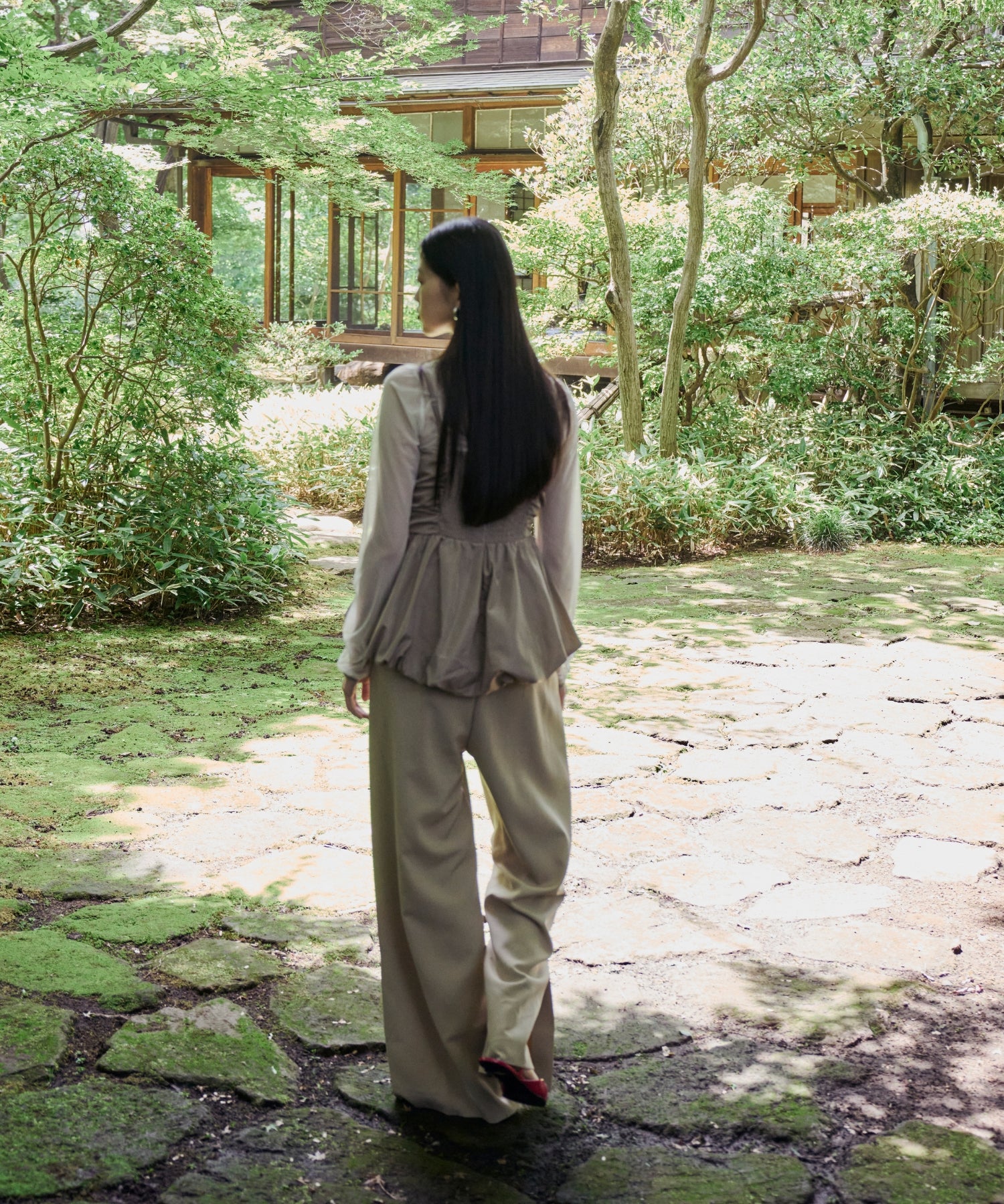 SHIRRING GATHER SETUP DRESS