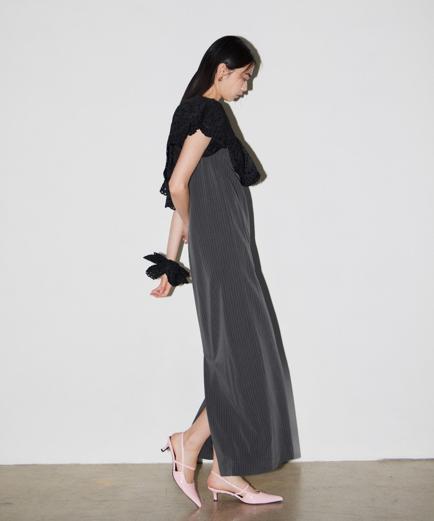 CUTWORK FRILL DRESS