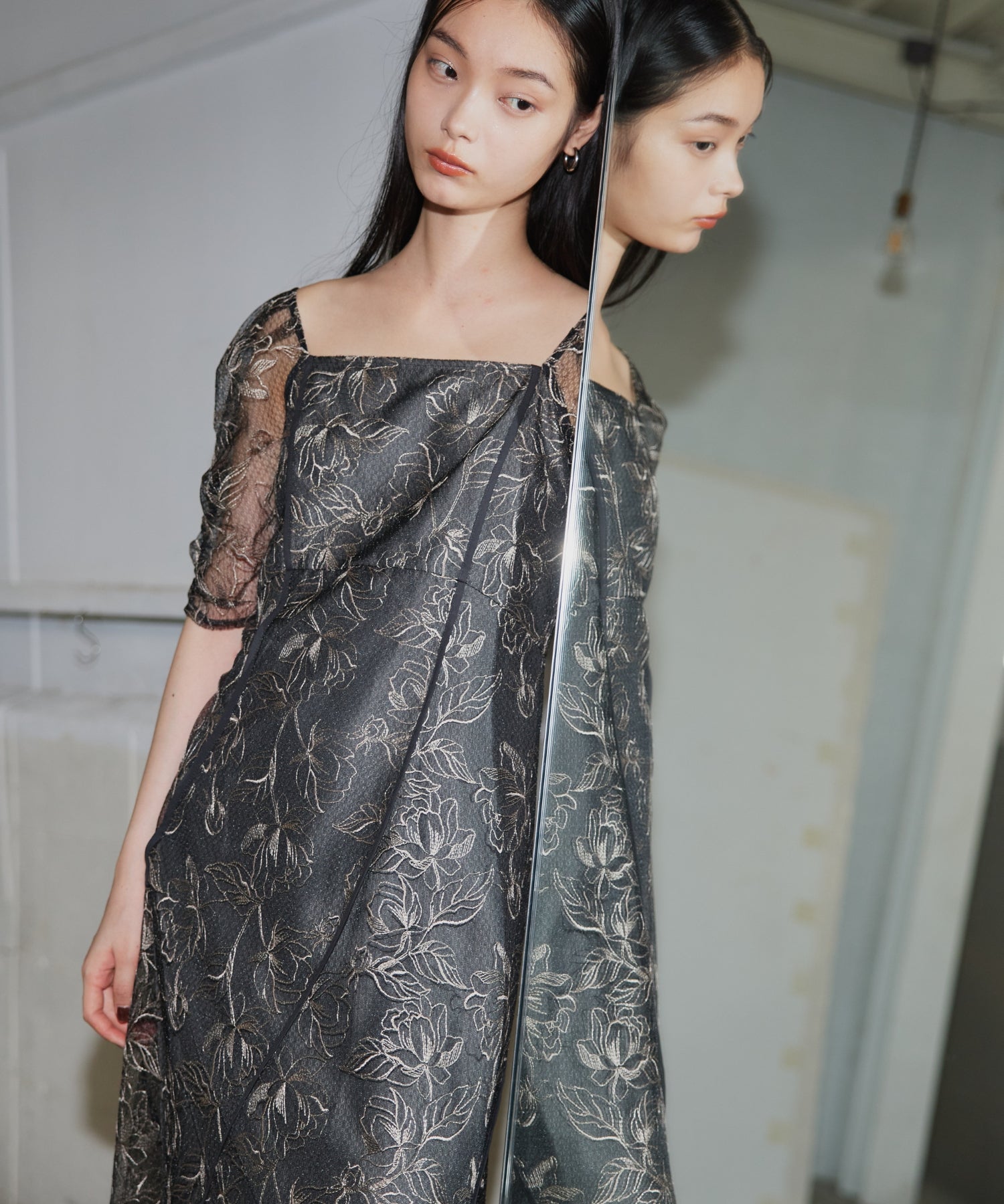 新品タグ付ANDRESD wave piping frare dress ミント WAVE PIPING FRARE DRESS