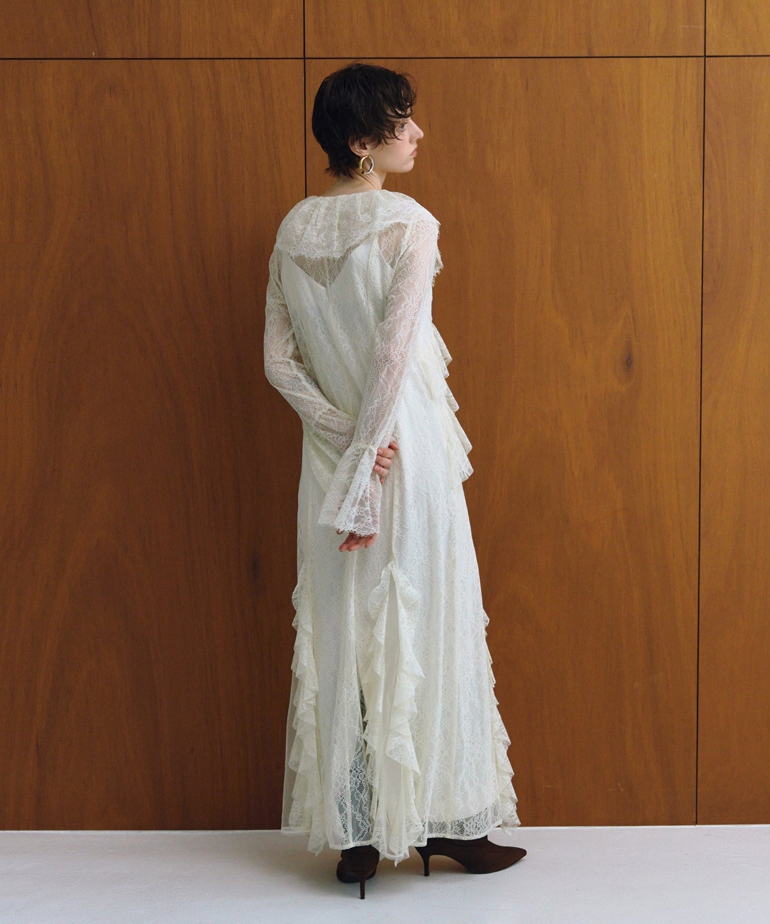 RUFFLE LACE GOWN LAYERED DRESS