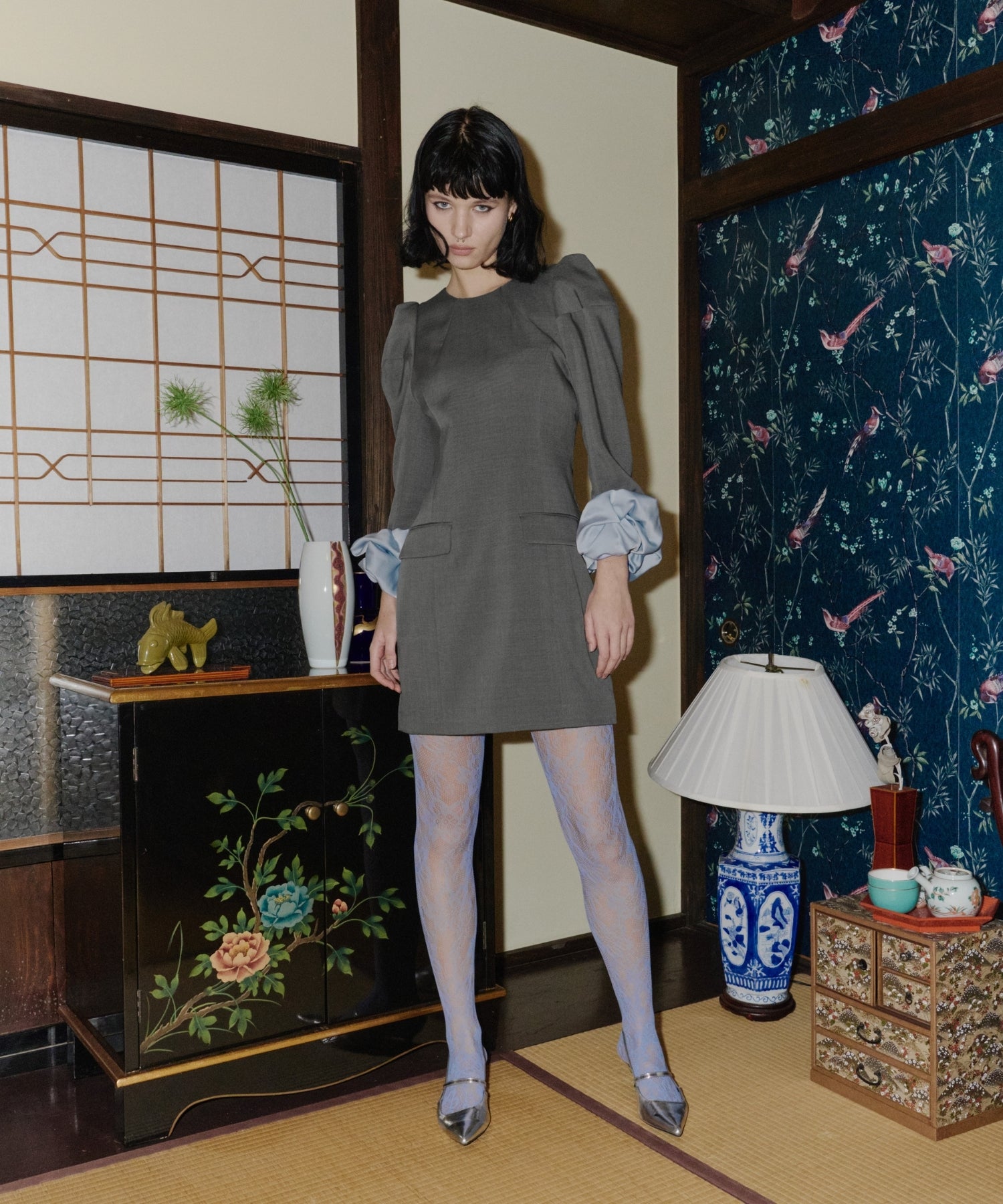 CHOUCHOU SLEEVE MINI DRESS SET