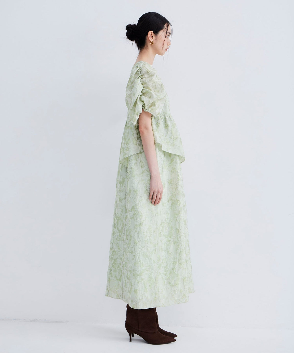 【POPUP】BUBBLE SLEEVE JACQUARD DRESS