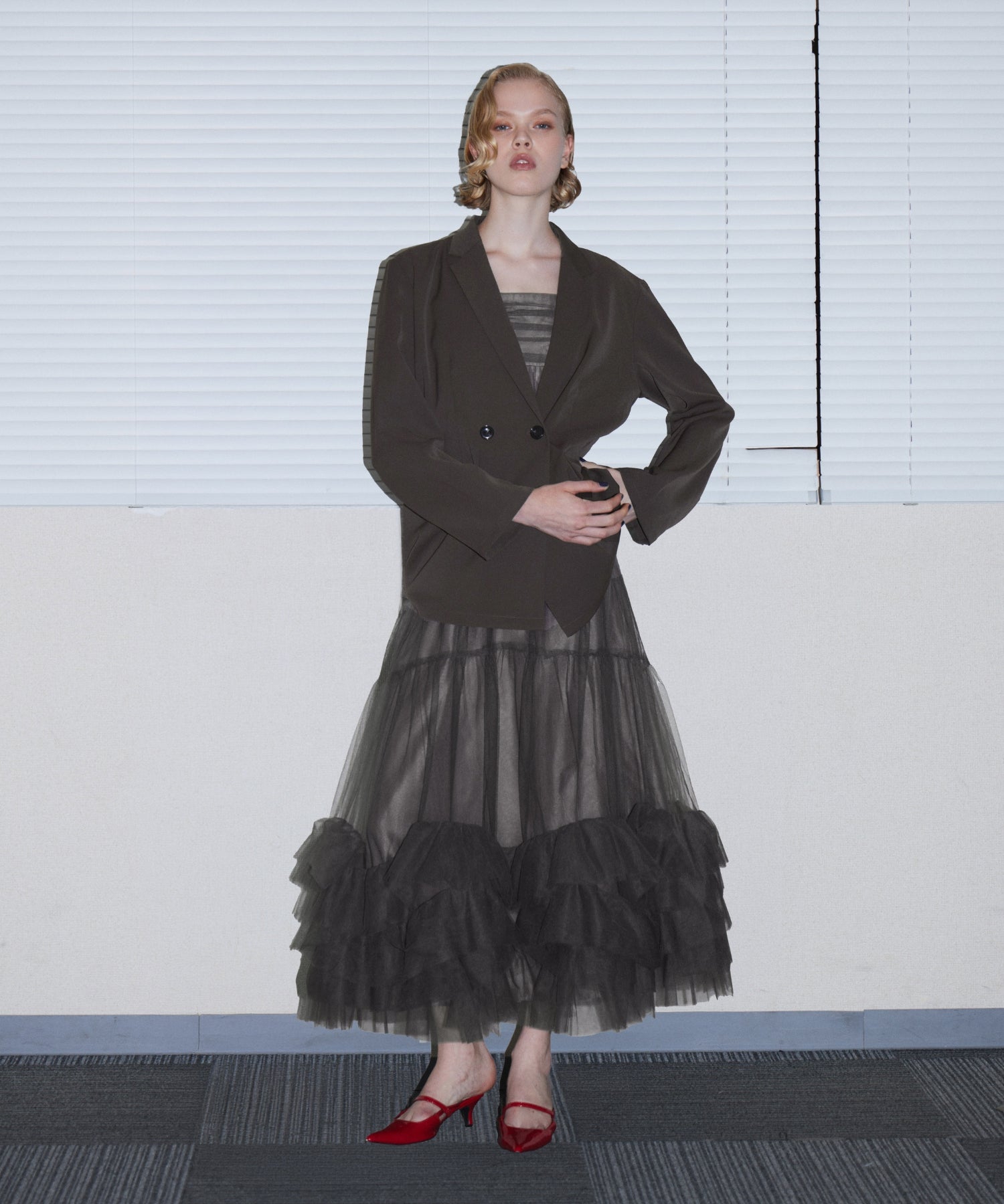 VOLUME TULLE JACKET SET DRESS