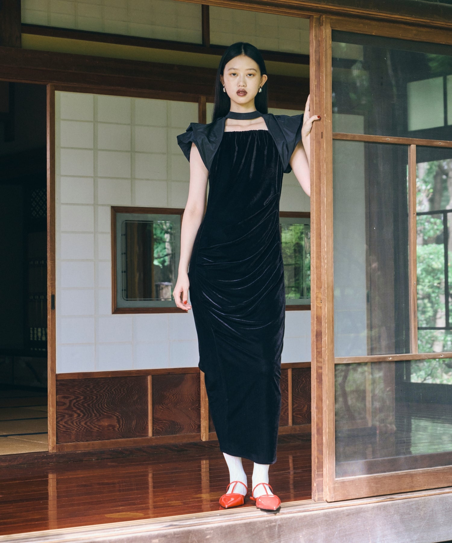 DRAPE VELOUR DRESS