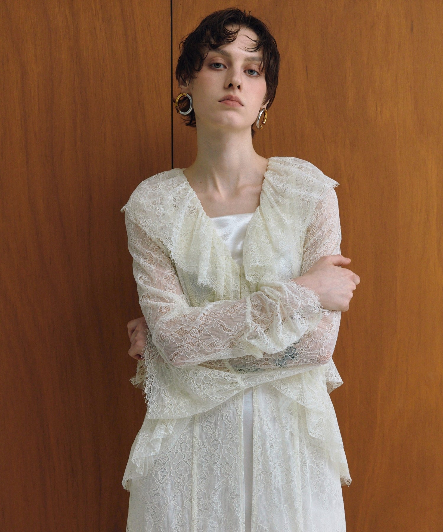 RUFFLE LACE GOWN LAYERED DRESS