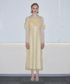 TULLE SPARKLE DRESS イエロー 正面全身