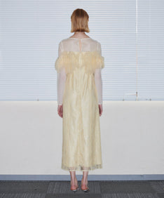 TULLE SPARKLE DRESS イエロー 背面全身