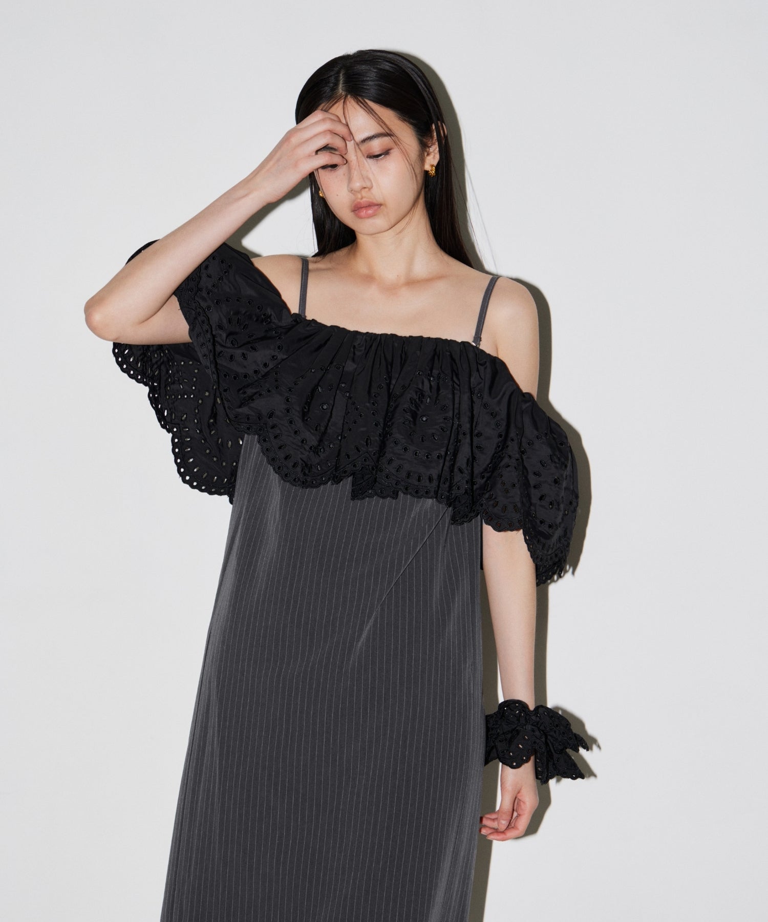CUTWORK FRILL DRESS