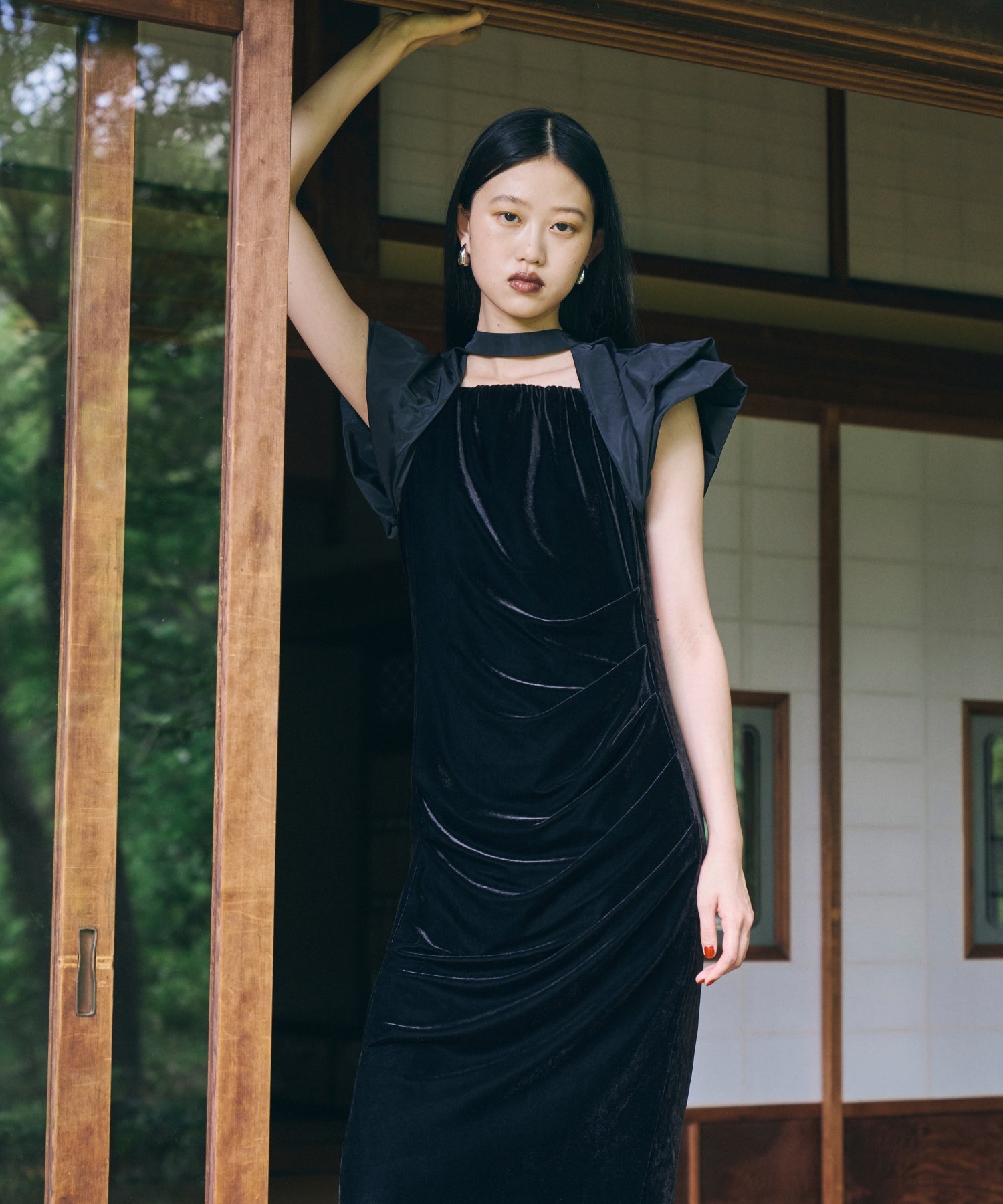 DRAPE VELOUR DRESS
