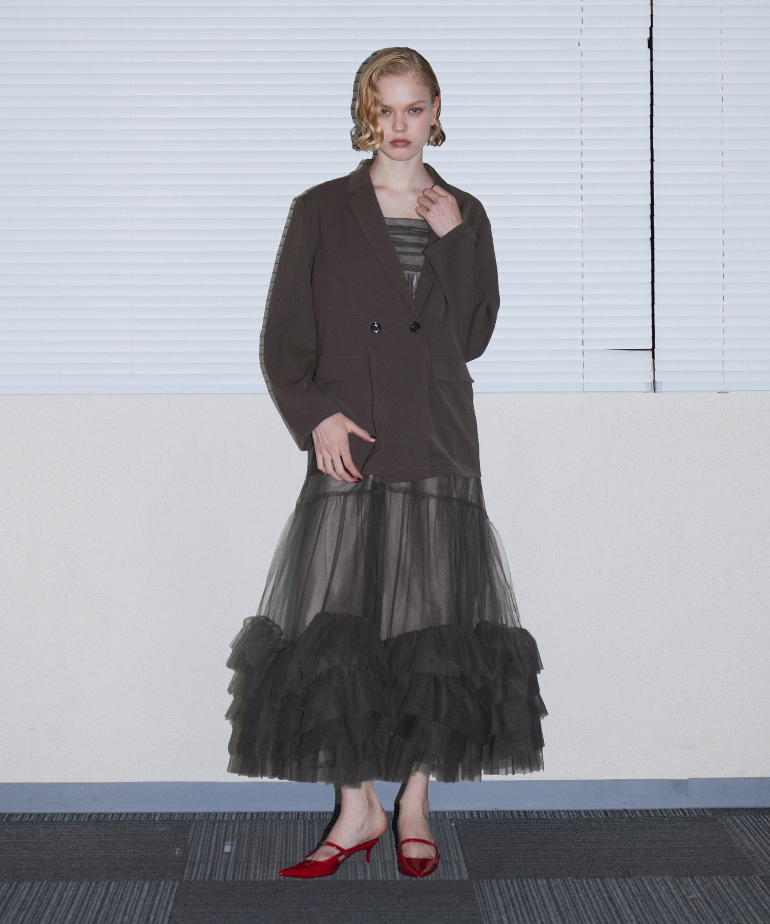 VOLUME TULLE JACKET SET DRESS